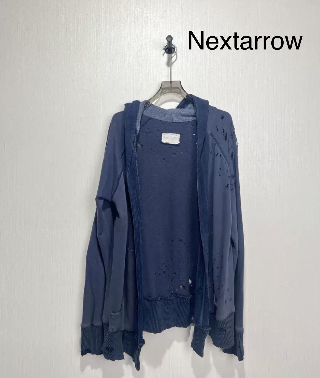 Greg Lauren Greg Lauren GL Washed Blue Bullet Destruction Hooded Robe Size US S / EU 44-46 / 1 - 1 Thumbnail