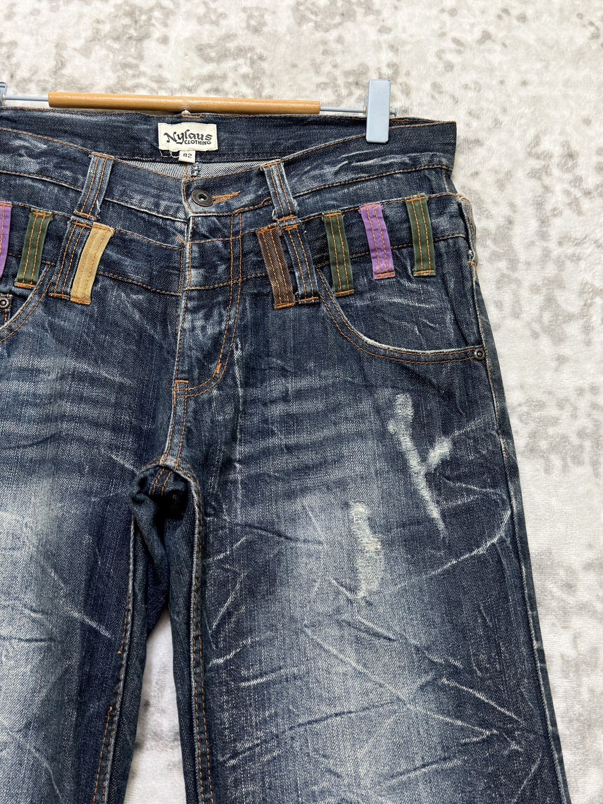 Kapital Nylaus Double Waist Distressed Y2K Straight Cut Denim Jeans Size US 32 / EU 48 - 5 Thumbnail