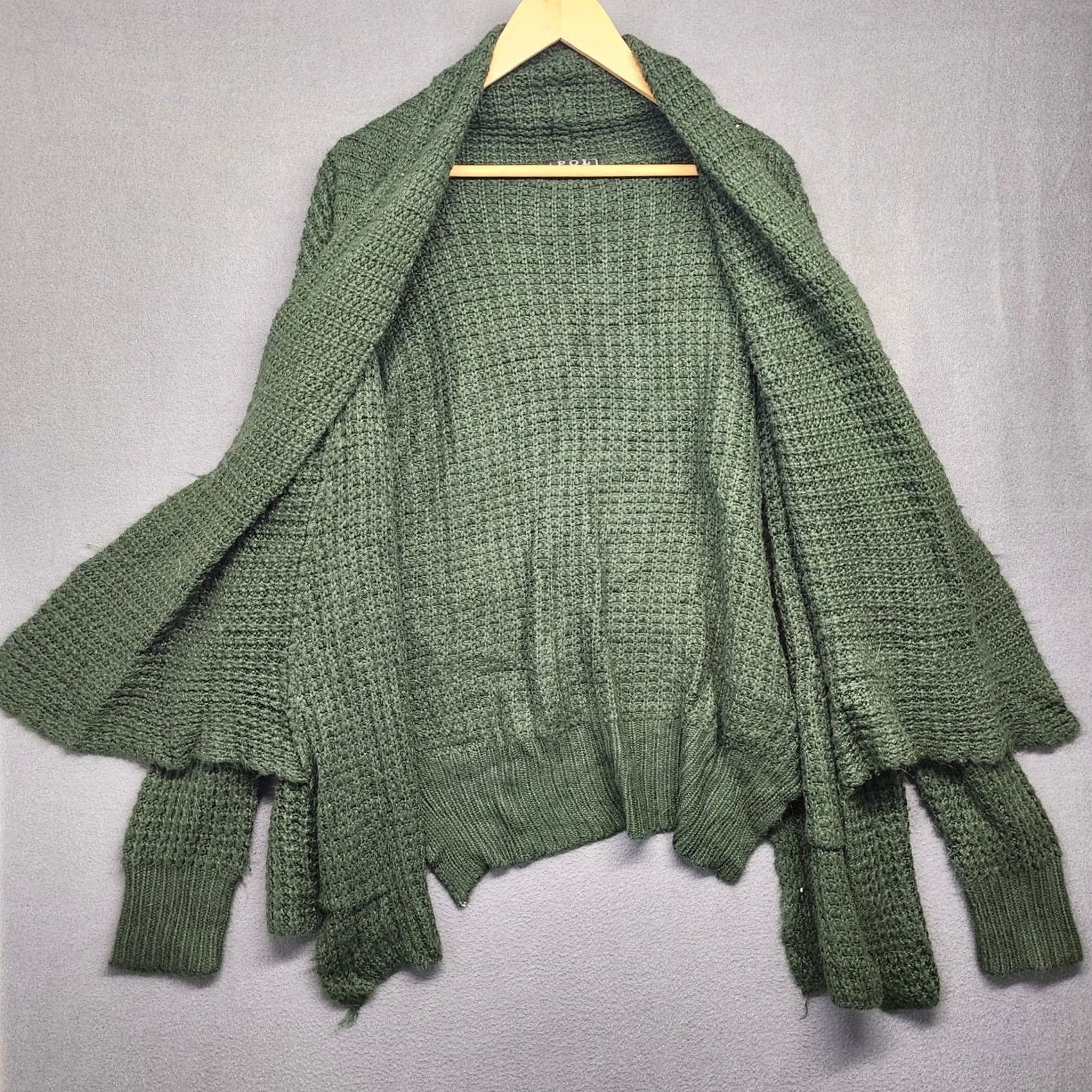 Vintage POL Sweater Womens XL Green Open Front Cardigan Knit Shawl Collar Size XL / US 12-14 / IT 48-50 - 3 Thumbnail
