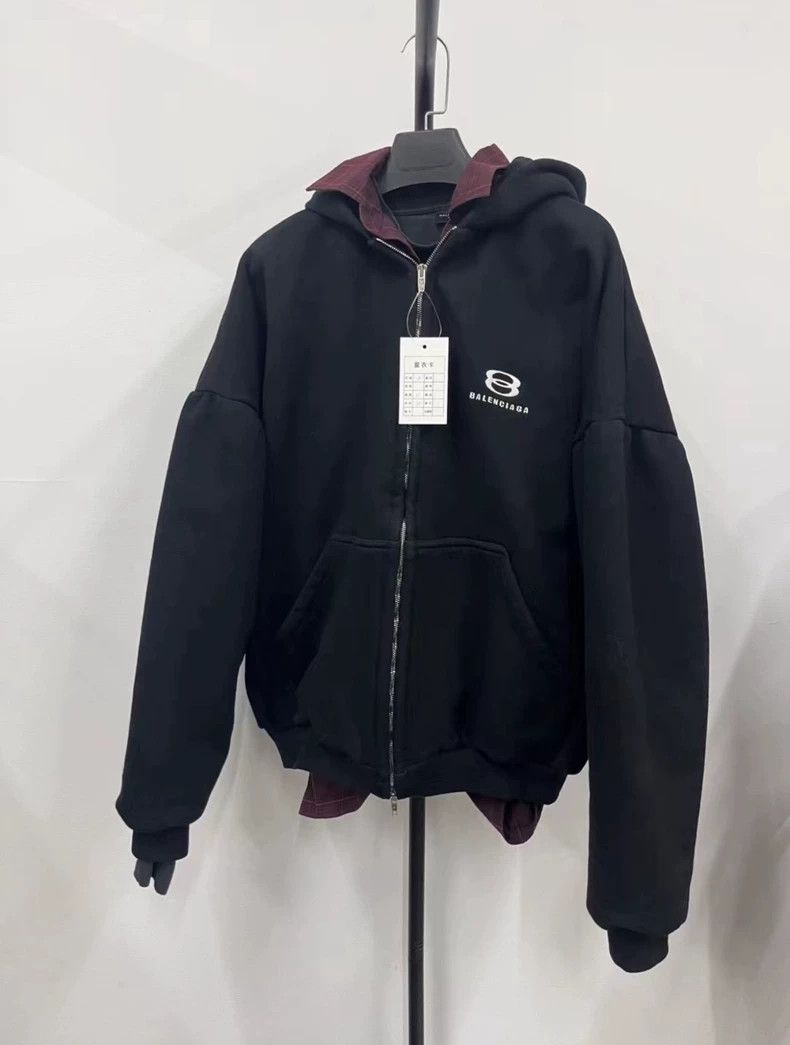 Balenciaga Balenciaga Logo-print hooded long-sleeve drop-shoulder jac Size US M / EU 48-50 / 2 - 1 Thumbnail