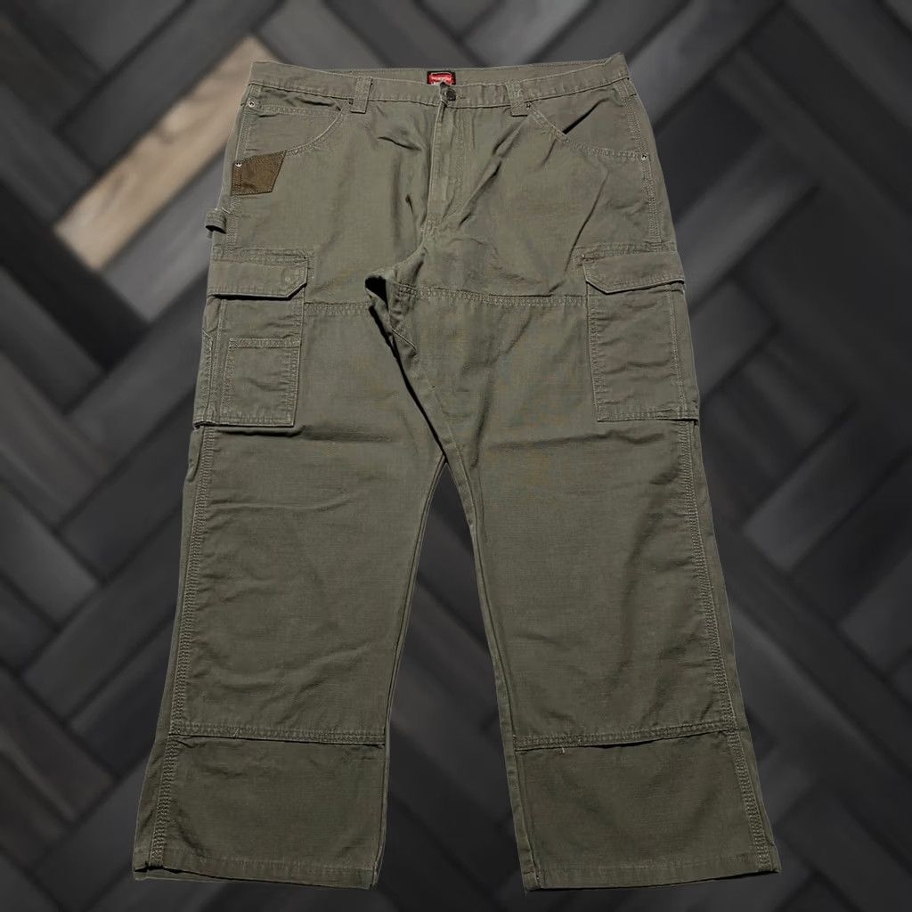 Wrangler Wrangler Workwear Mens Olive Green Ripstop Cargo Pants Relaxed Fit 40x28 Utility Size US 40 / EU 56 - 1 Thumbnail