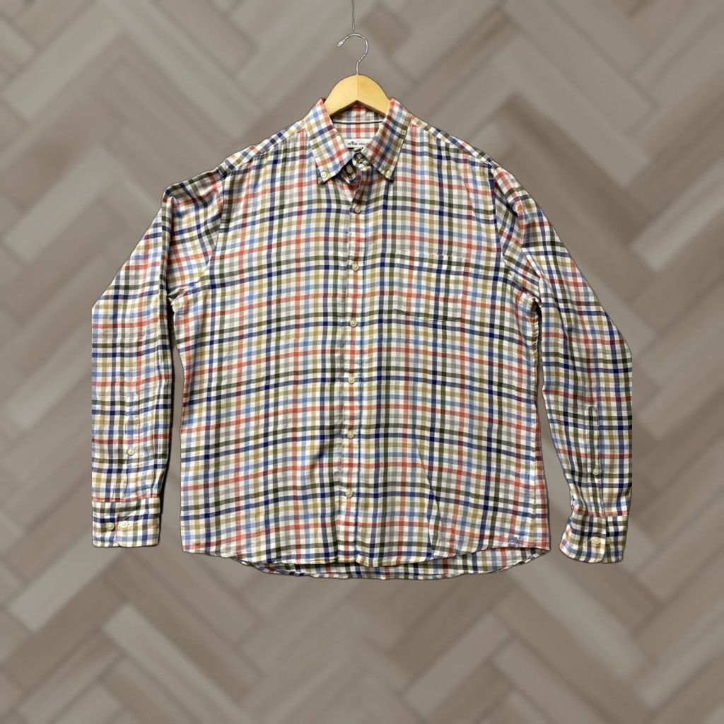 Peter Millar Peter Millar Button Shirt Mens L Multicolor Check Cotton Wing Collar Short Sleeve Casual Workwear Peter Millar Crown Sport Regular Size US L / EU 52-54 / 3 - 1 Thumbnail