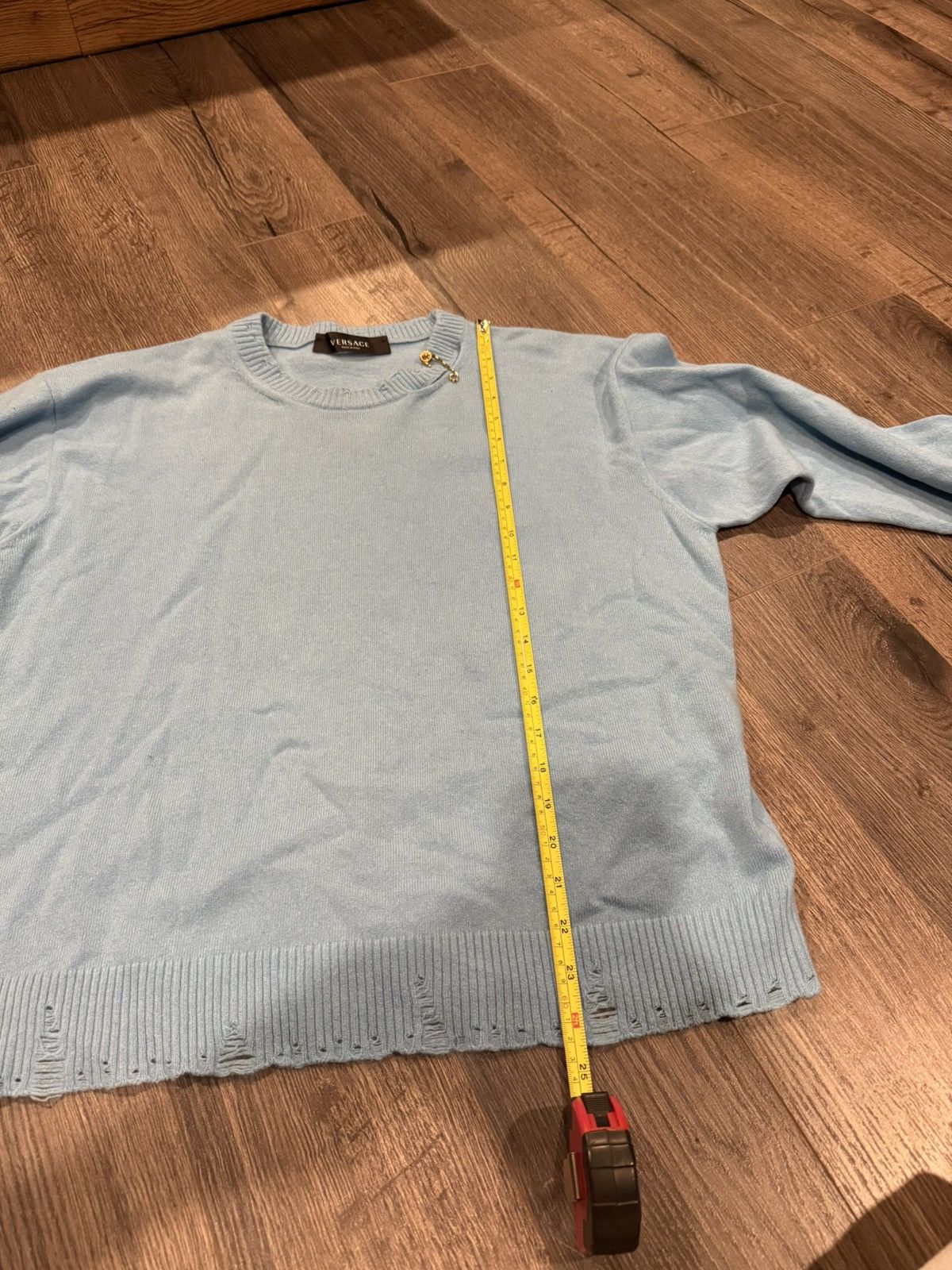 Versace Blue 95% Cashmere Versace Sweater Gold Paperclip Accent! Size US S / EU 44-46 / 1 - 12 Thumbnail