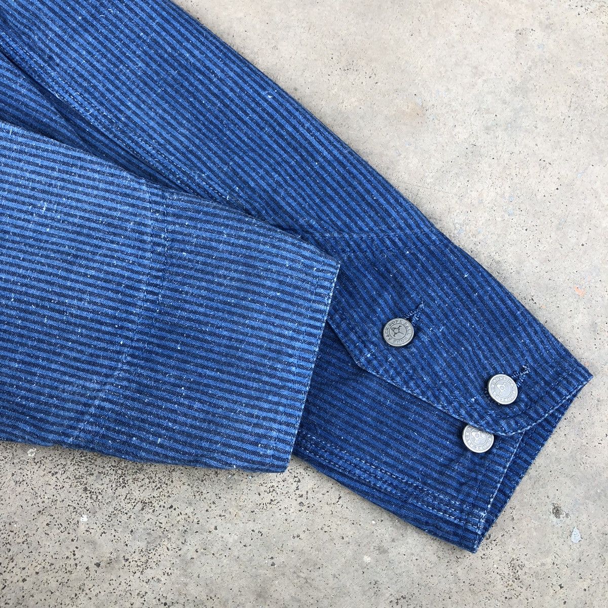 Backbone Vintage BACKBONE Striped Cotton Chore Denim Jacket Size US M / EU 48-50 / 2 - 16 Thumbnail