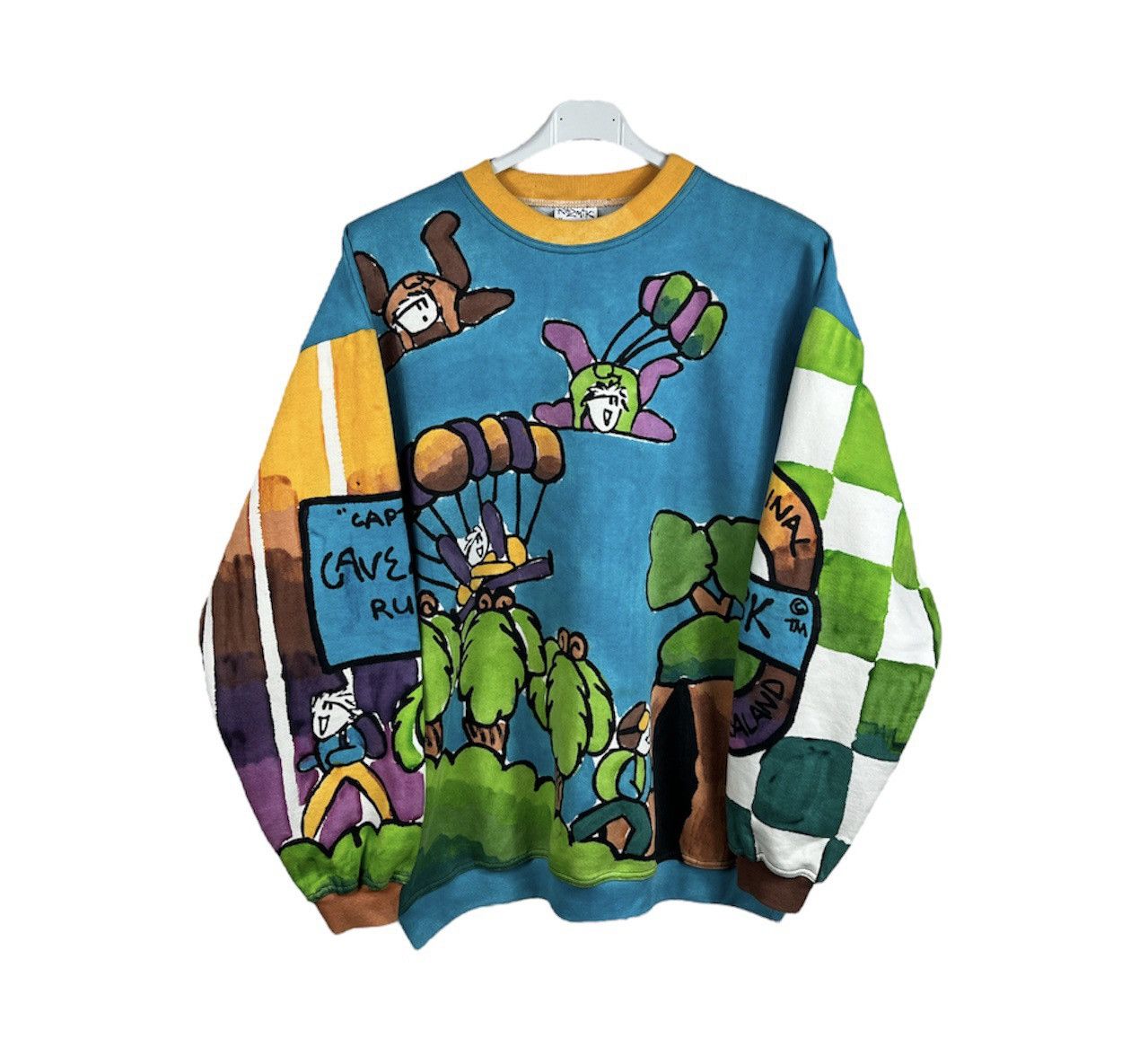 image of Vintage Kozmik Design Art Painted Full Print Cartoon Rainbow, Men's (Size Medium)