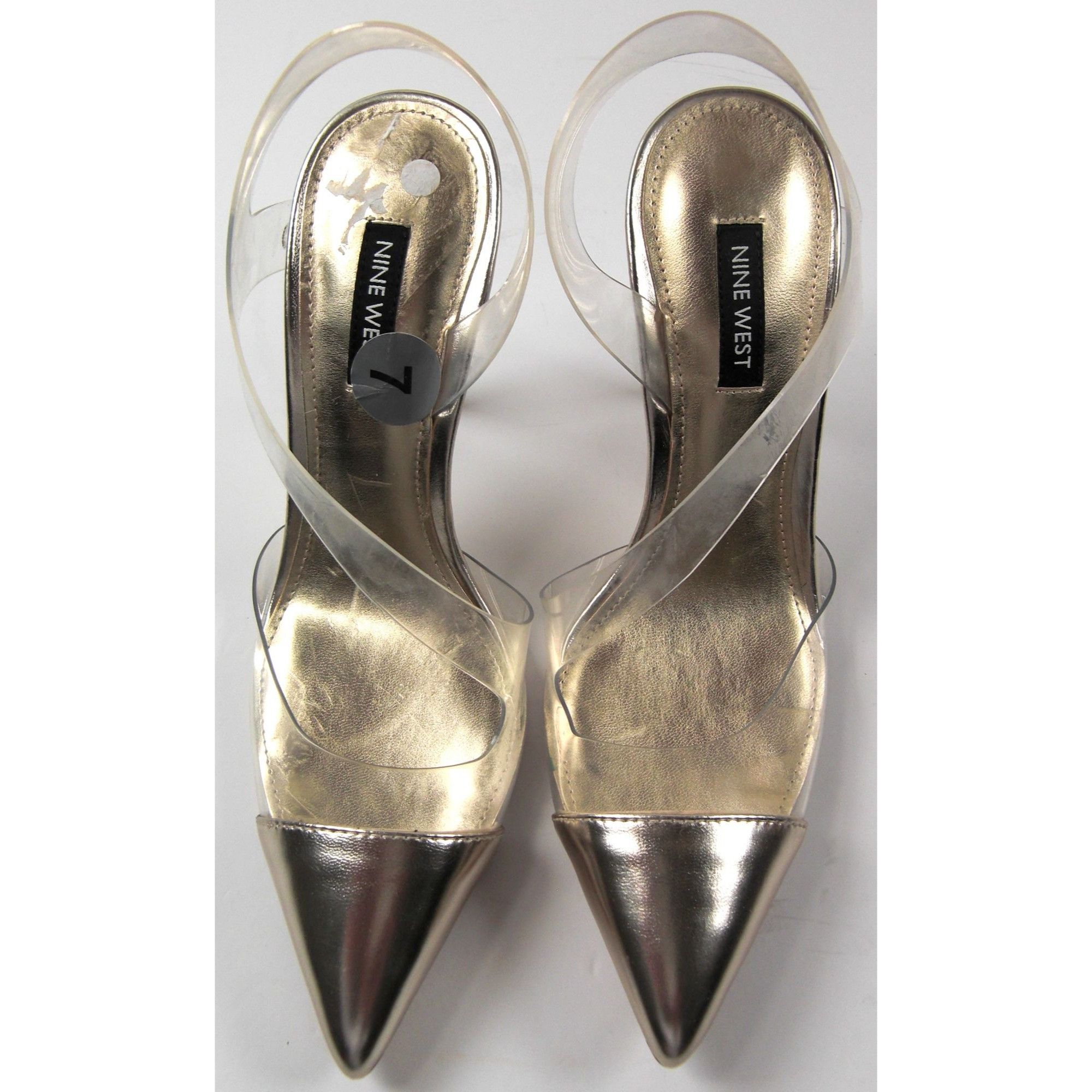 Nine West Nine West High Heel Shoes Women's 7M Gold Slingback Stiletto Size US 7 / IT 37 - 1 Thumbnail