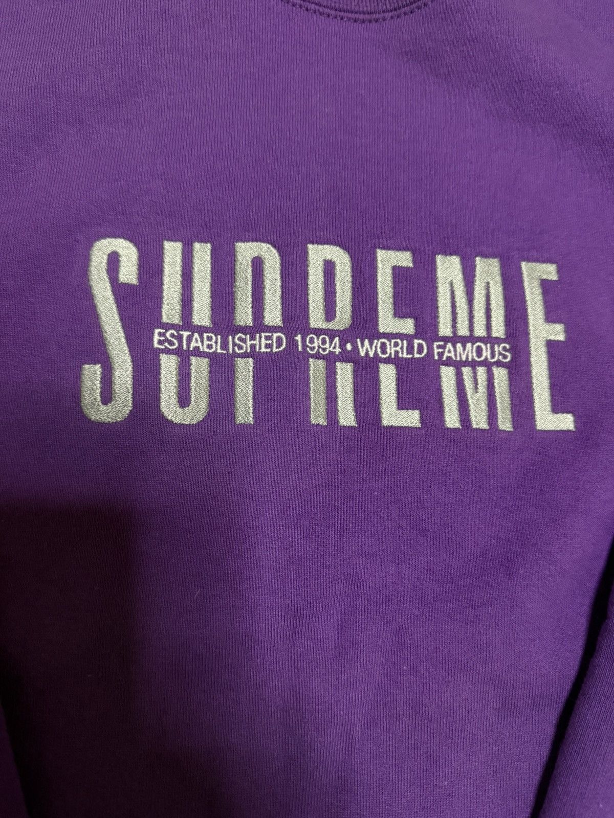 Supreme Supreme purple world famous crewneck xl size Size US XL / EU 56 / 4 - 2 Thumbnail