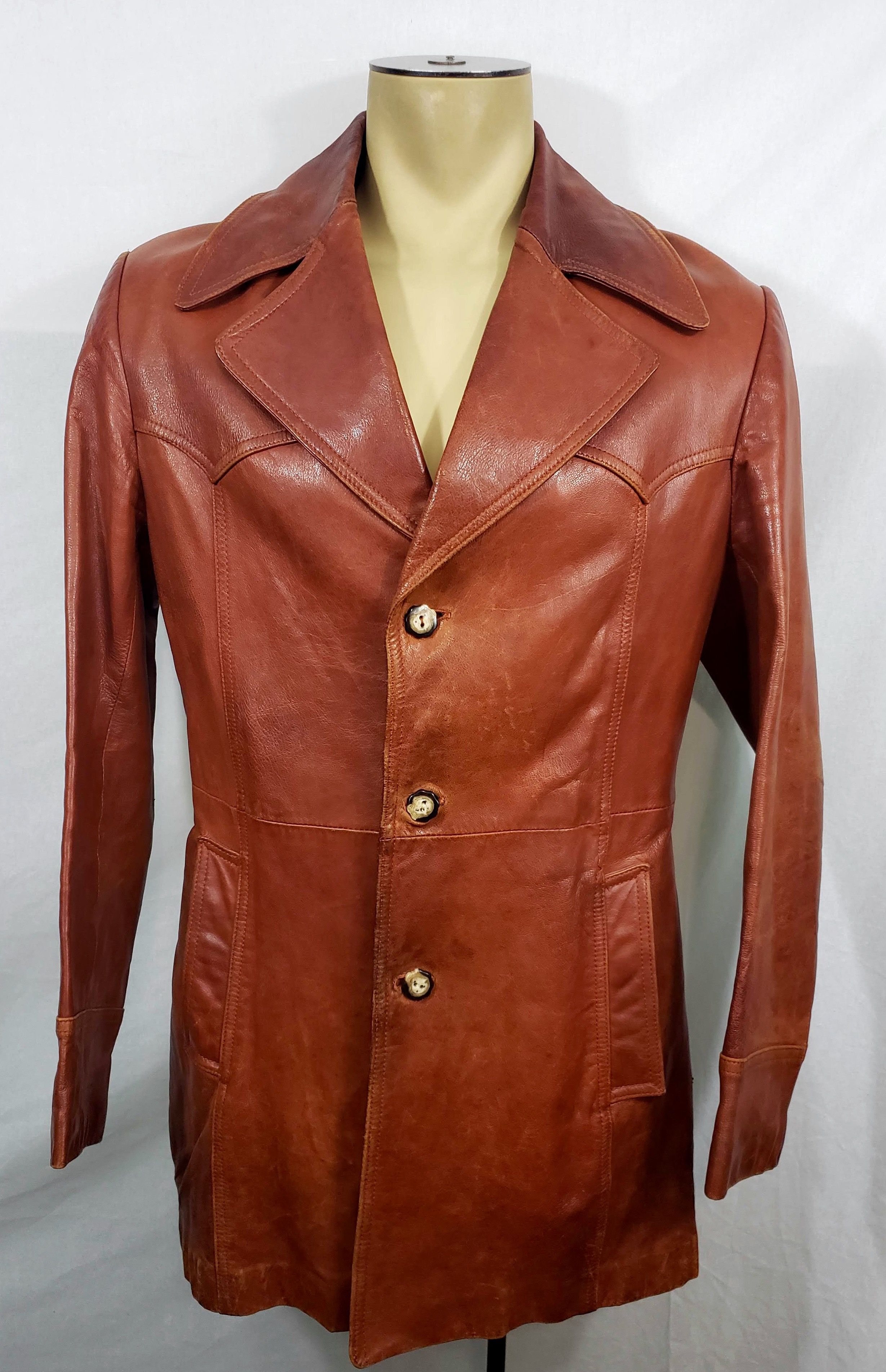 Designer × Pierre Balmain × Vintage Mint Vtg 70s Pierre Balmain button-up leather disco jacket Size US S / EU 44-46 / 1 - 1 Thumbnail