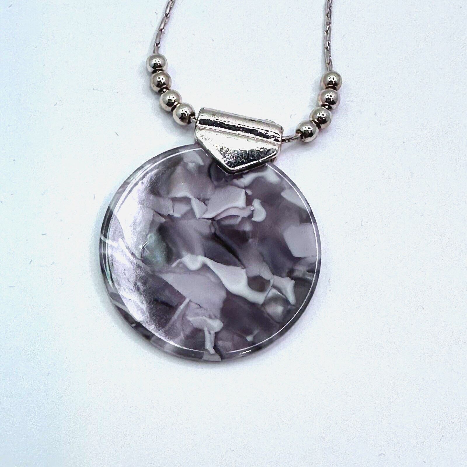 Other Pink Gray Opaque Round Pendant Necklace 32" Rose Gold Tone Size ONE SIZE - 2 Thumbnail