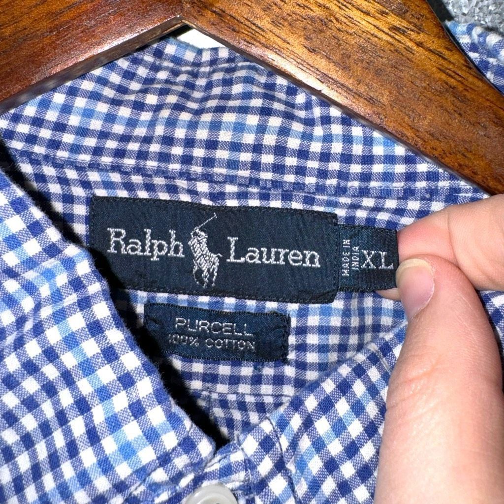 Polo Ralph Lauren Polo Ralph Lauren Blue Check Purcell Polo Size XL Size US XL / EU 56 / 4 - 2 Thumbnail