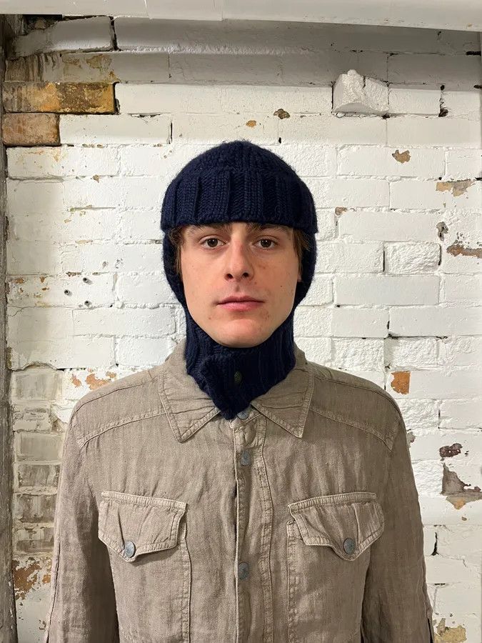 Dolce & Gabbana 2000s Dolce & Gabbana Navy Wool Hood Hat Size ONE SIZE - 3 Thumbnail