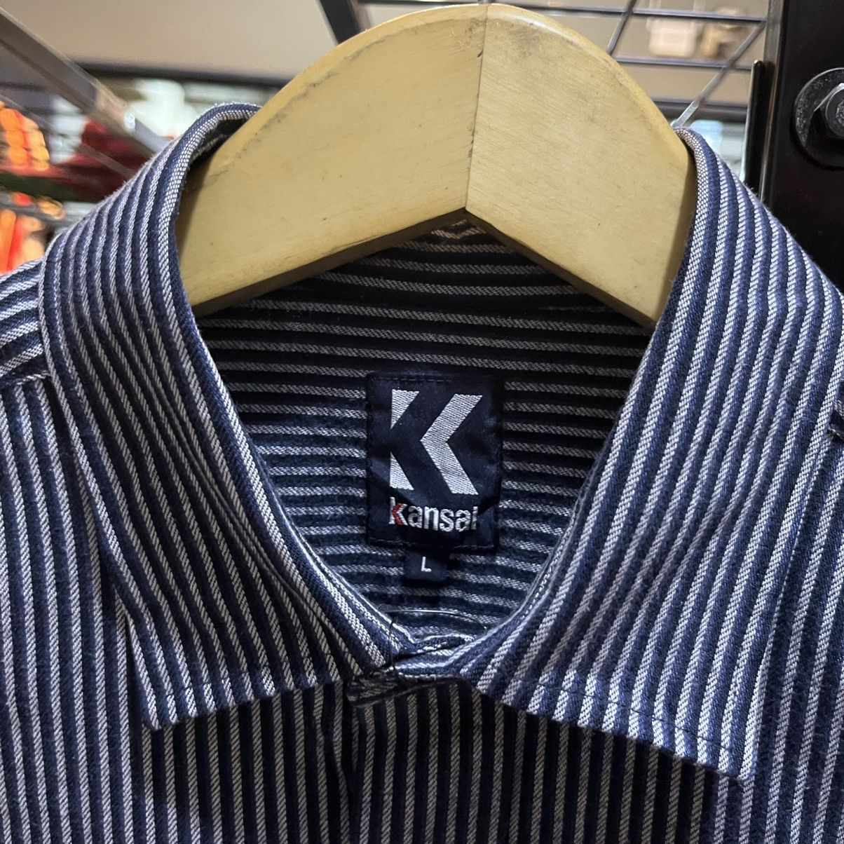 Kansai Yamamoto Vintage Kansai Yamamoto Striped Long sleeve button shirt Size US L / EU 52-54 / 3 - 4 Thumbnail