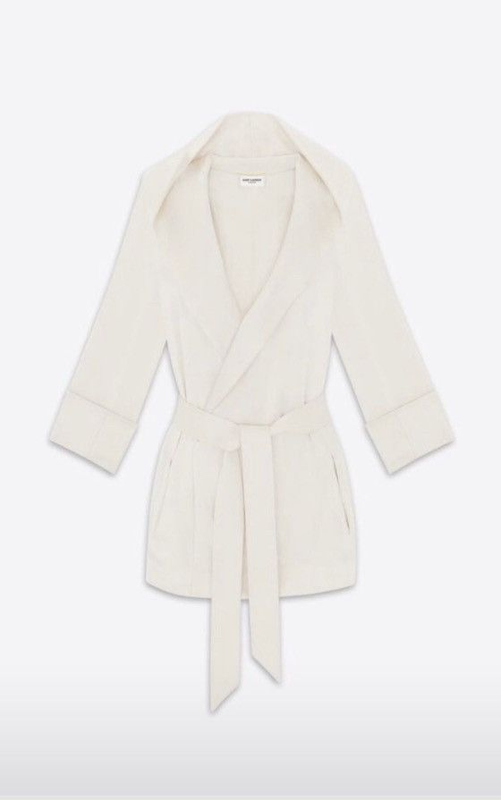 Saint Laurent Paris $4.5K VALUE Hooded Jacket in Satin in white Size M / US 6-8 / IT 42-44 - 1 Thumbnail