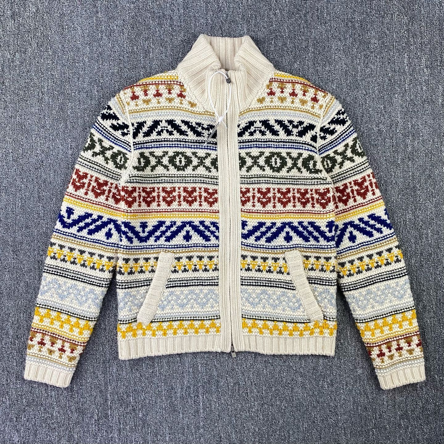 Loro Piana Loro Piana Patterned Cashmere Zip Cardigan Size 38 Size XS / US 0-2 / IT 36-38 - 1 Thumbnail