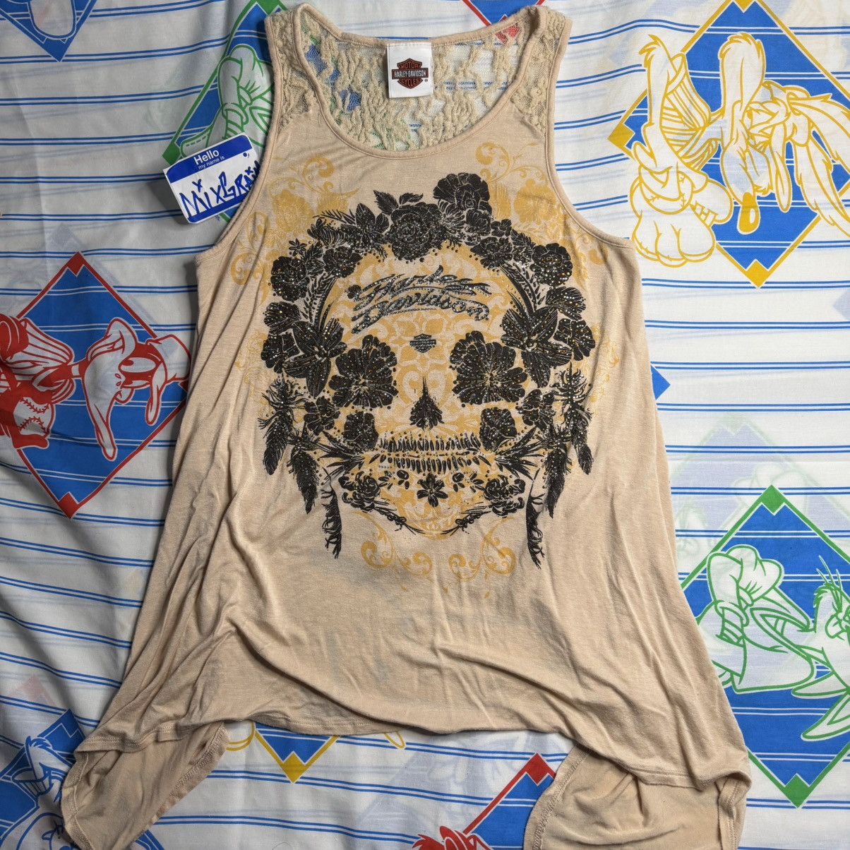 Harley Davidson Y2k Harley Davidson floral skull tank top Size L / US 10 / IT 46 - 1 Thumbnail