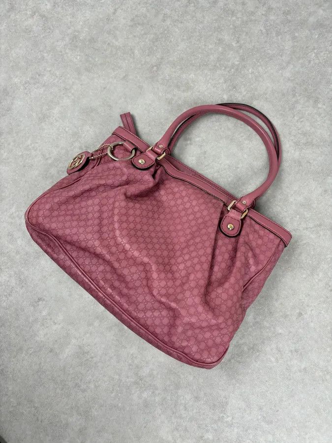 Gucci 2000s Gucci Sukey Monogram Pink Leather Handle Bag Size ONE SIZE - 7 Thumbnail