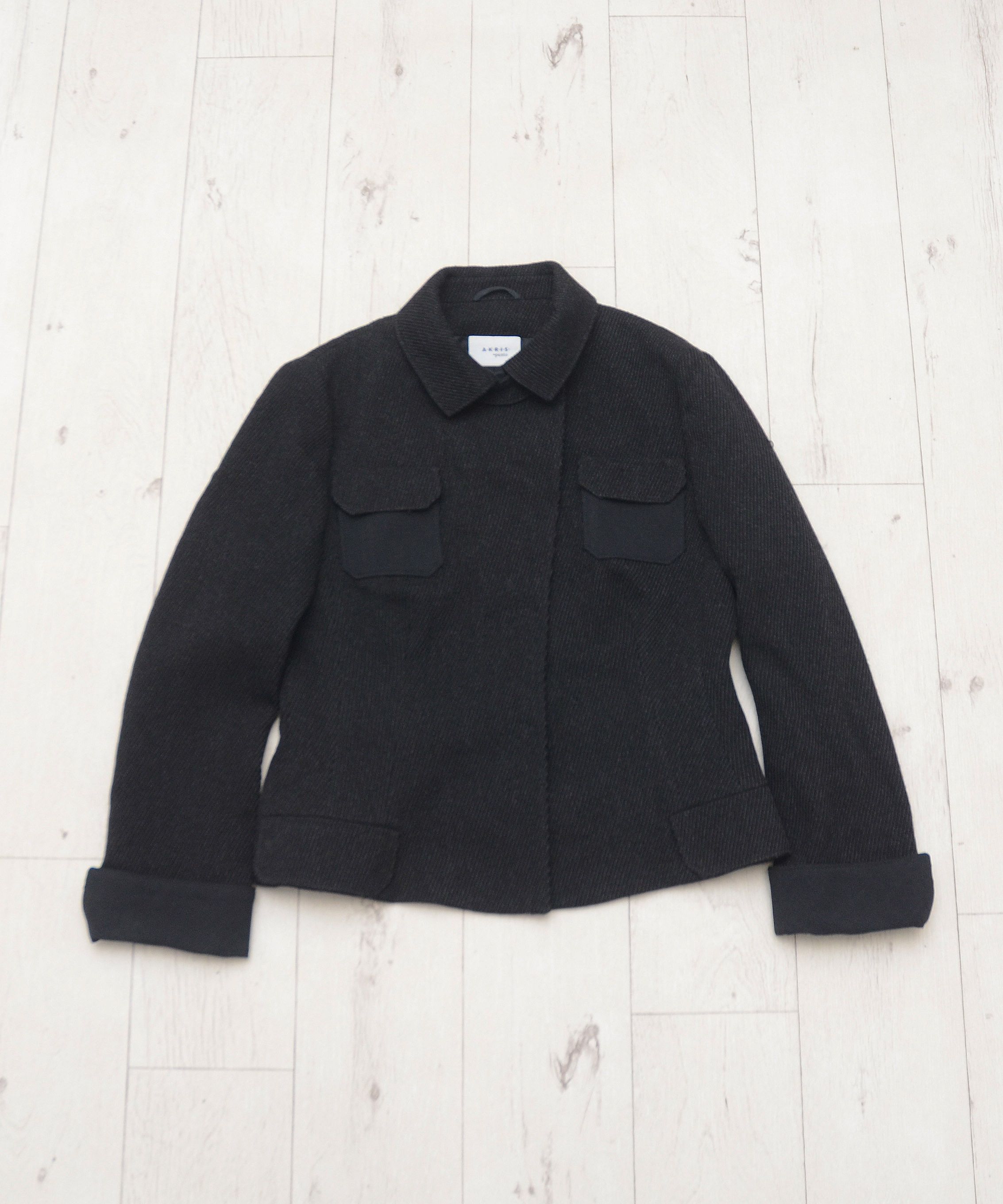 Akris × Designer Luxury Akris Punto Black Wool Coat Blazer Jacket Coudroy Size M / US 6-8 / IT 42-44 - 1 Thumbnail