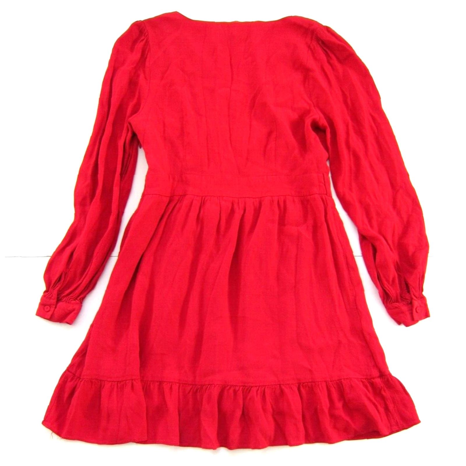 Vintage a loves a Red Dress Midi Wrap V-Neck Long Sleeve 100% Rayon Medium Womens Size M / US 6-8 / IT 42-44 - 2 Thumbnail