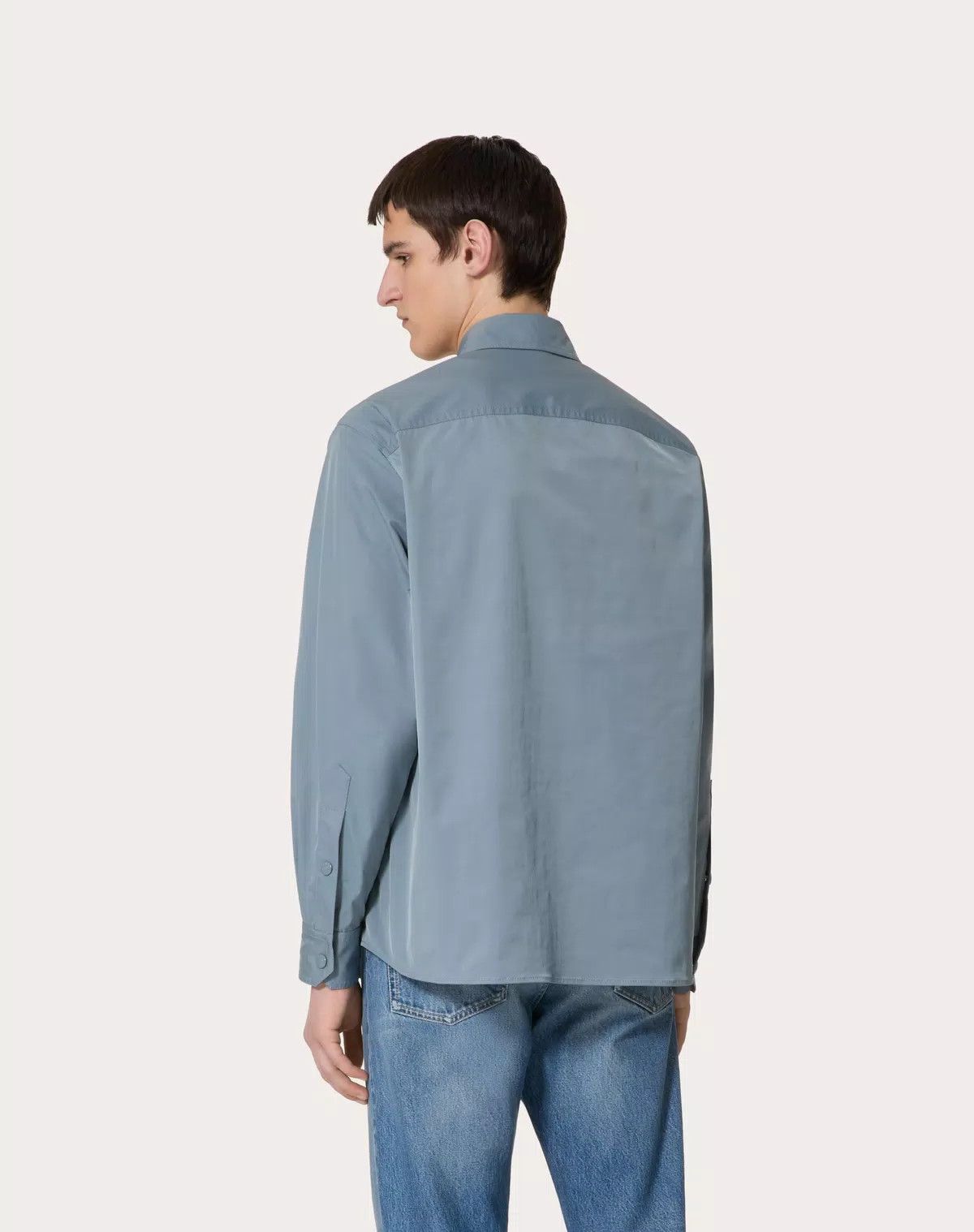 Valentino oc11z0725 Nylon Shirt Jacket With Patch Vlogo in Dusty Blue Size US M / EU 48-50 / 2 - 6 Thumbnail