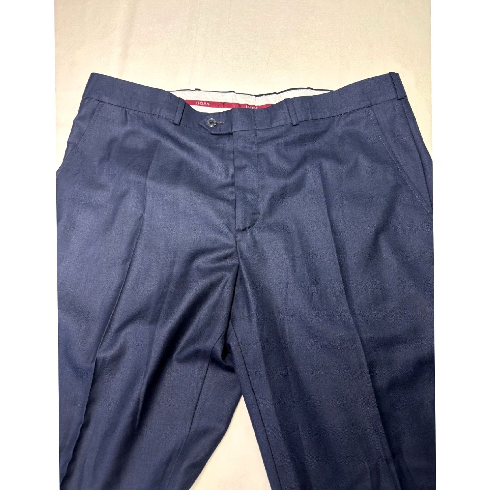 Hugo Boss HUGO BOSS Navy Blue Dress Pants Wool Flat Front Trousers Slacks W38 L31 Mens IT 54 Regular Formal Business Wedding Dress Pants Size US 38 / EU 54 - 2 Thumbnail