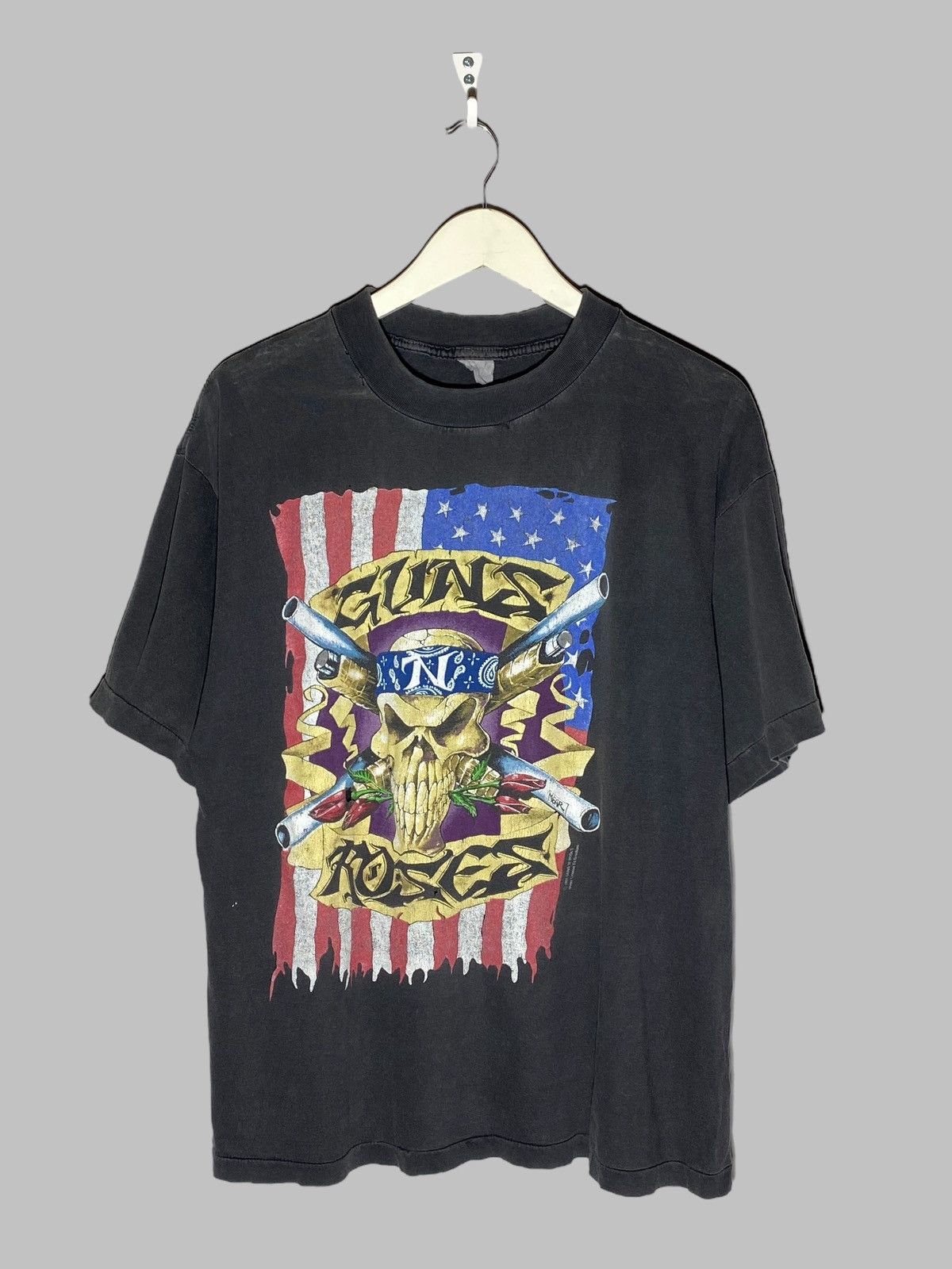 Vintage Guns N Roses Brockum Skull Graphic Print T-Shirt