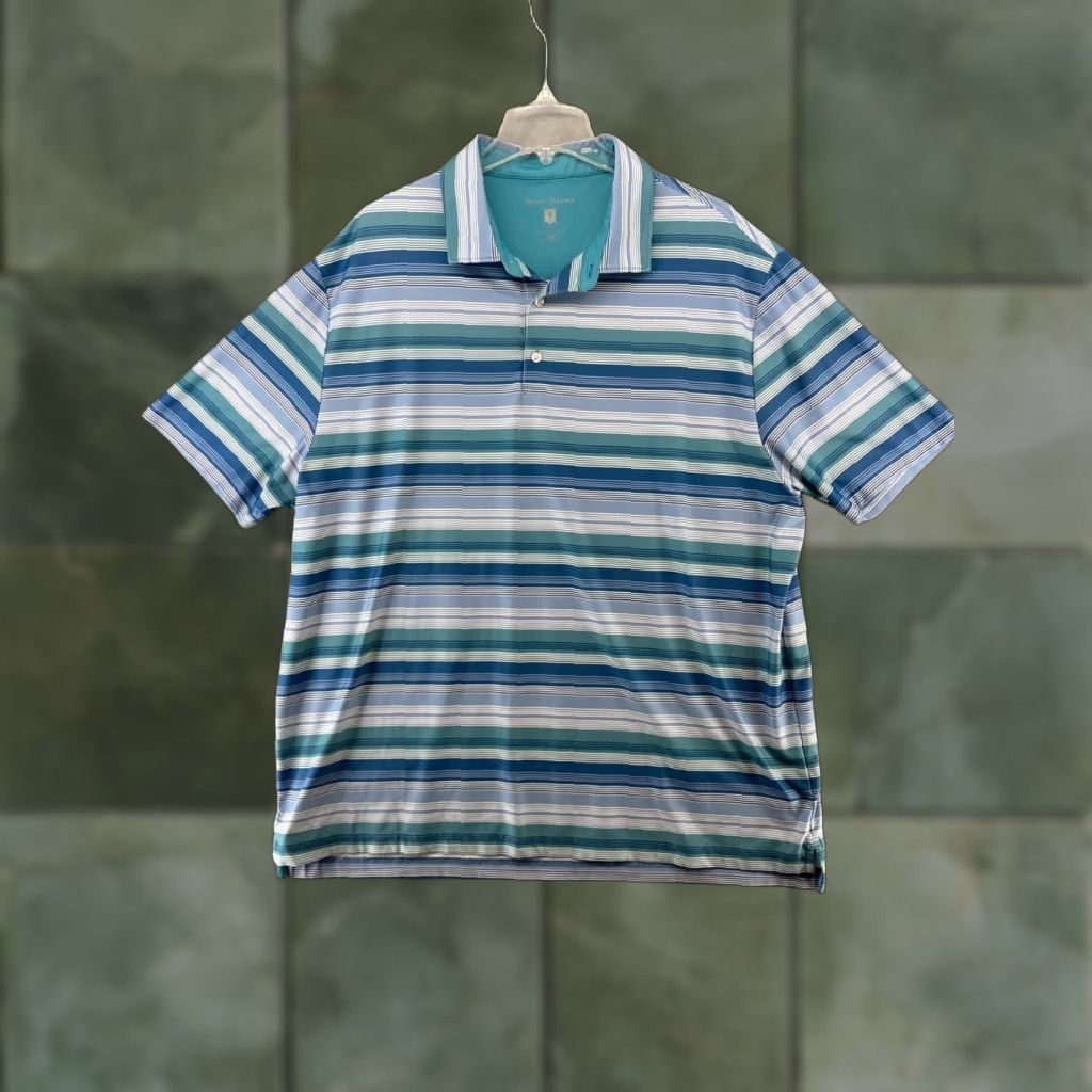 Vintage Hickey Freeman Golf Polo Mens XXL Blue Stripes Size US XXL / EU 58 / 5 - 1 Thumbnail