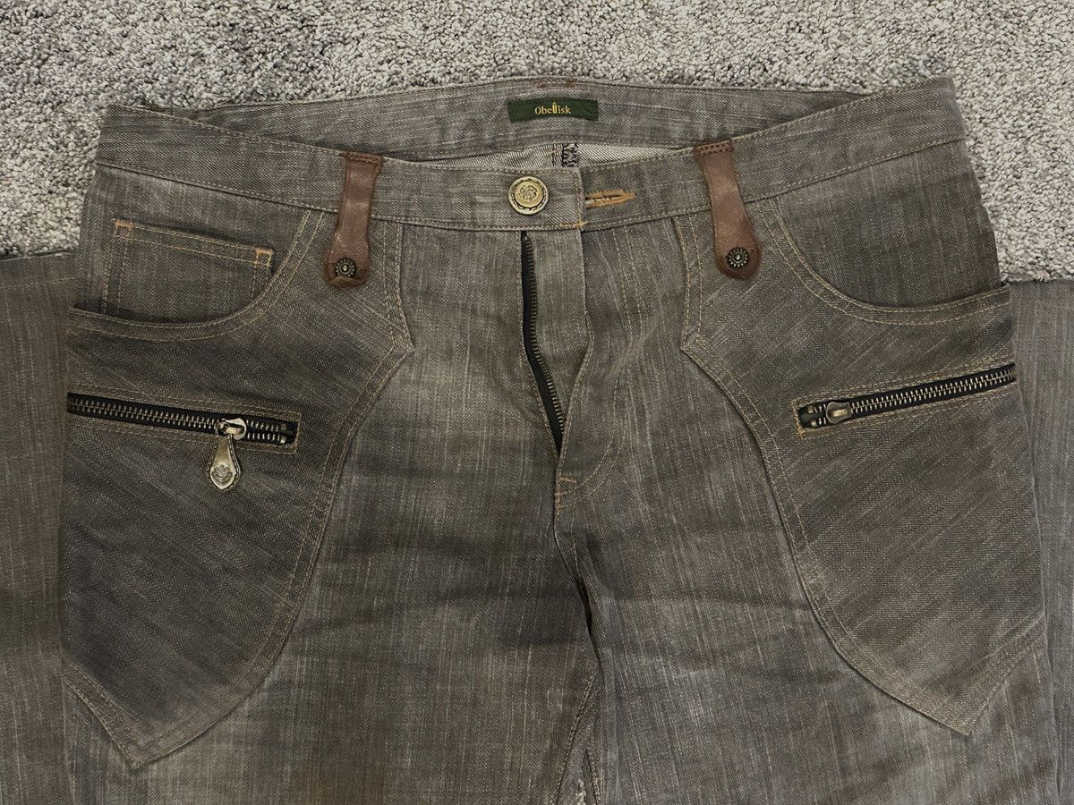 Obelisk Obelisk Y2K Flare Denim Leather patched Size US 33 - 4 Thumbnail