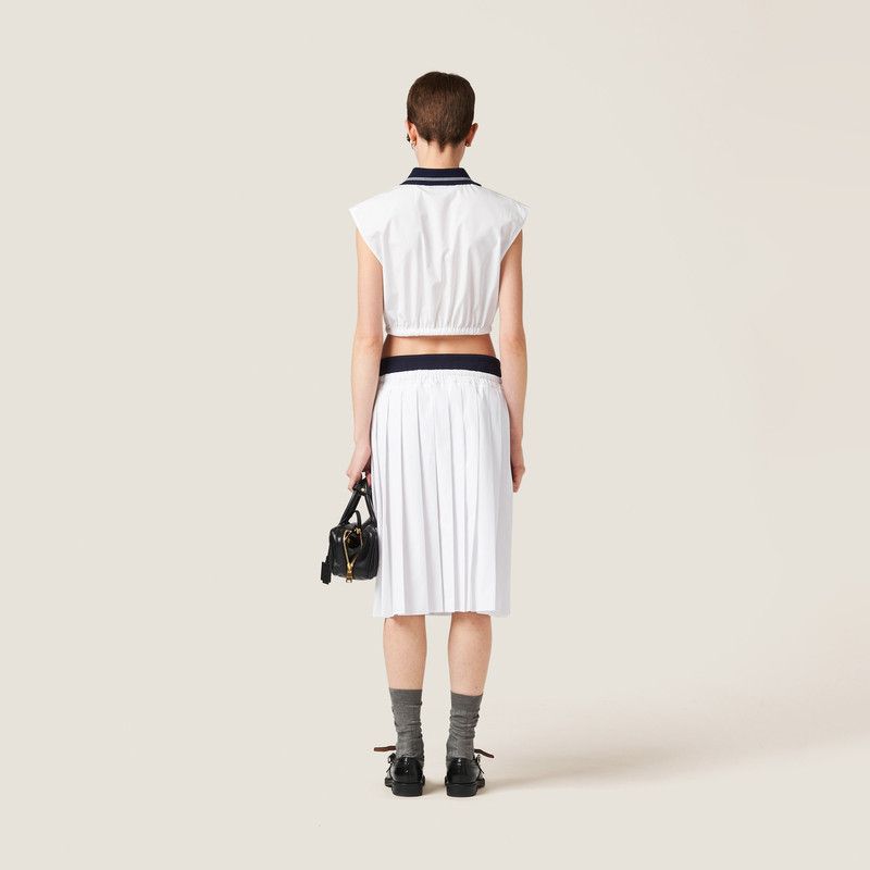 Miu Miu o1B3y1r0526 Poplin Top in White/Blue Size L / US 10 / IT 46 - 3 Thumbnail
