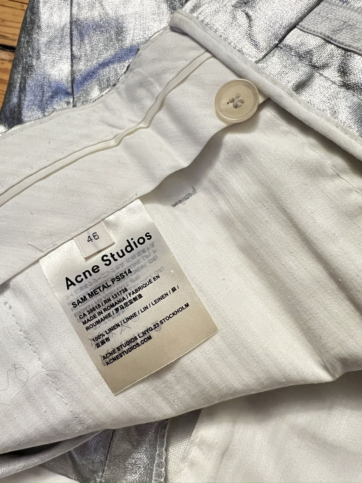 Acne Studios Acne Studios Sam Silver Metallic trousers 46 Size 46R - 6 Thumbnail