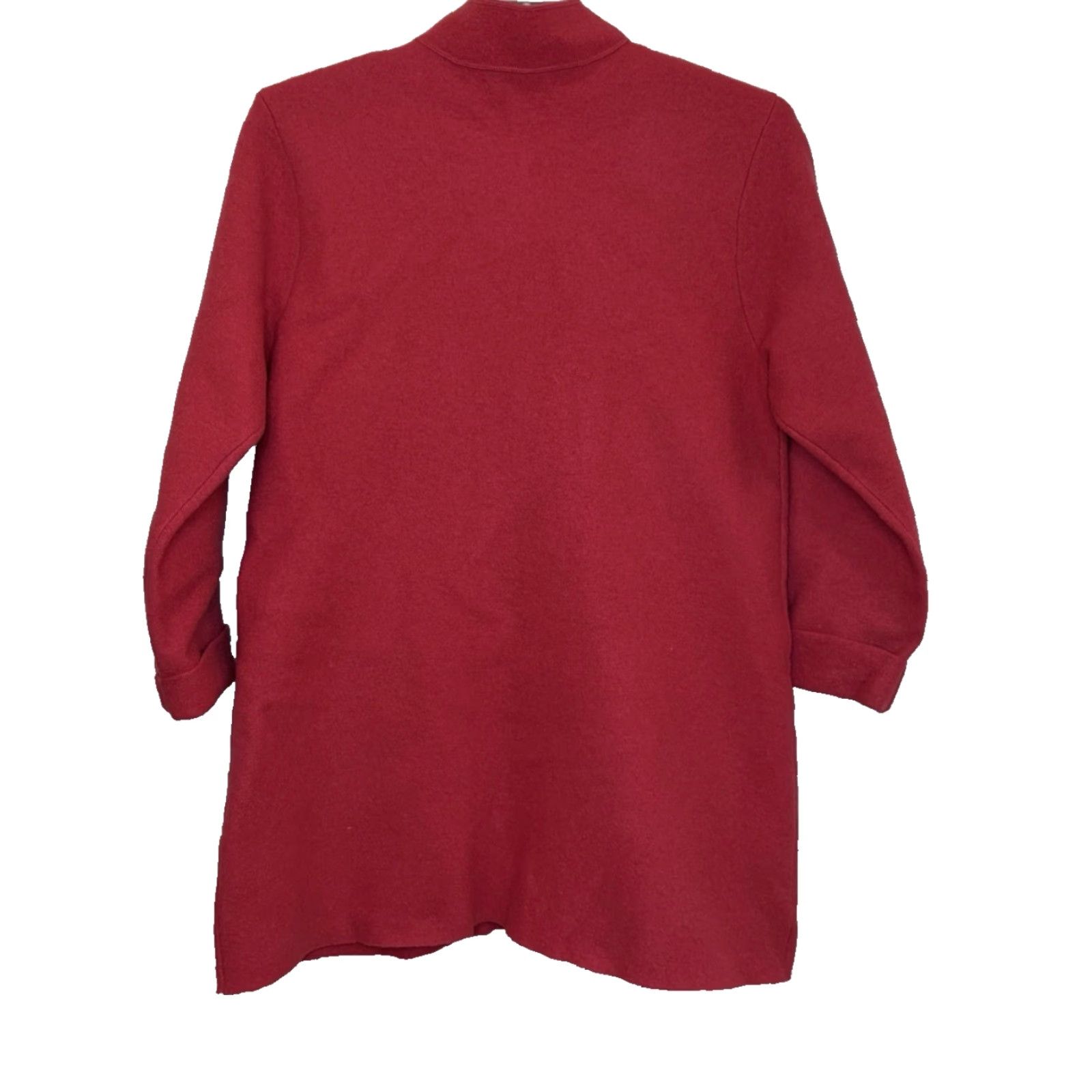Eileen Fisher VINTAGE Eileen Fisher Pea Coat Jacket Women's Large Red 100% Wool Full Zip Pockets Size L / US 10 / IT 46 - 7 Thumbnail