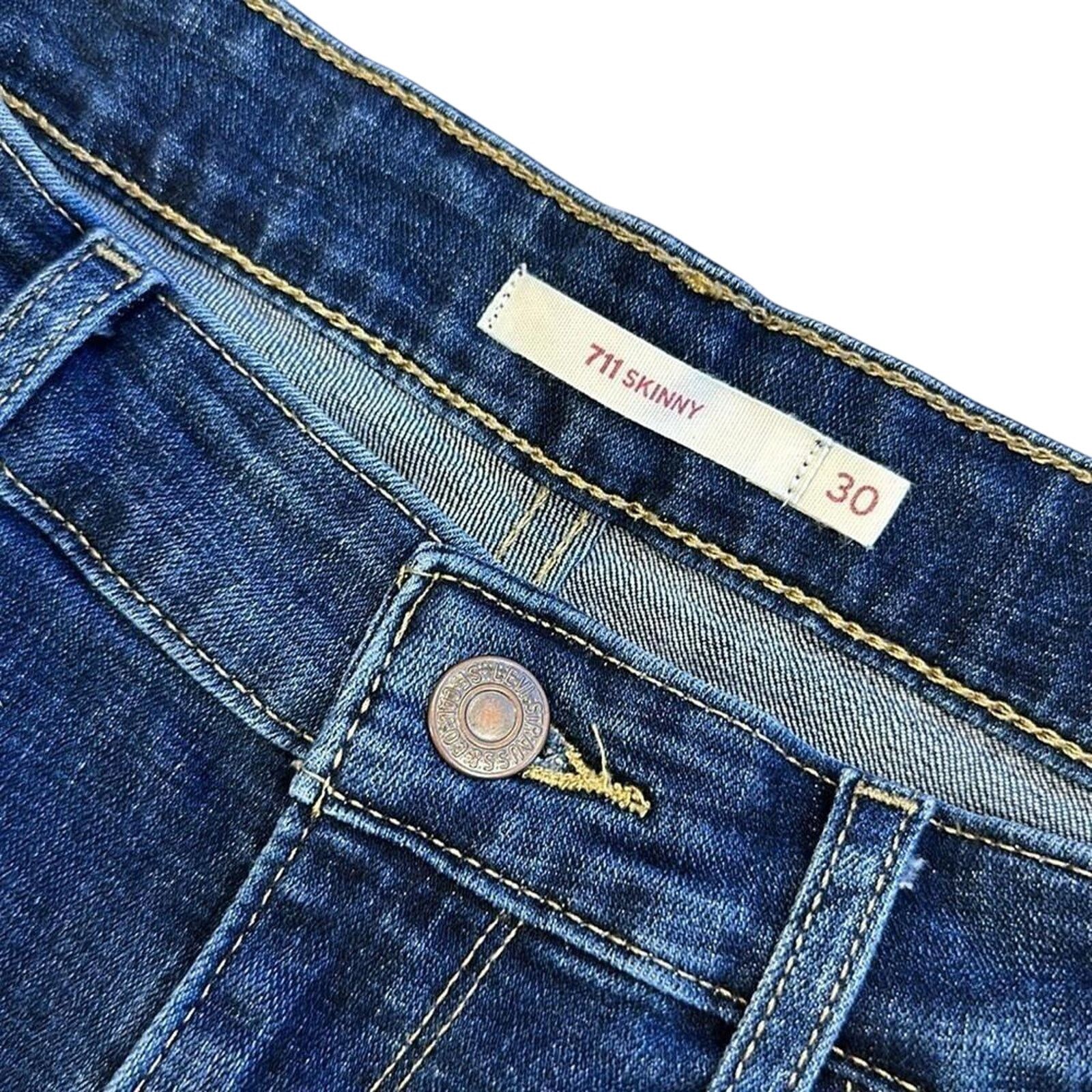 7 For All Mankind Levi's Women's 711 Skinny Jeans - Distressed Denim Size 30" / US 8 / IT 44 - 3 Thumbnail