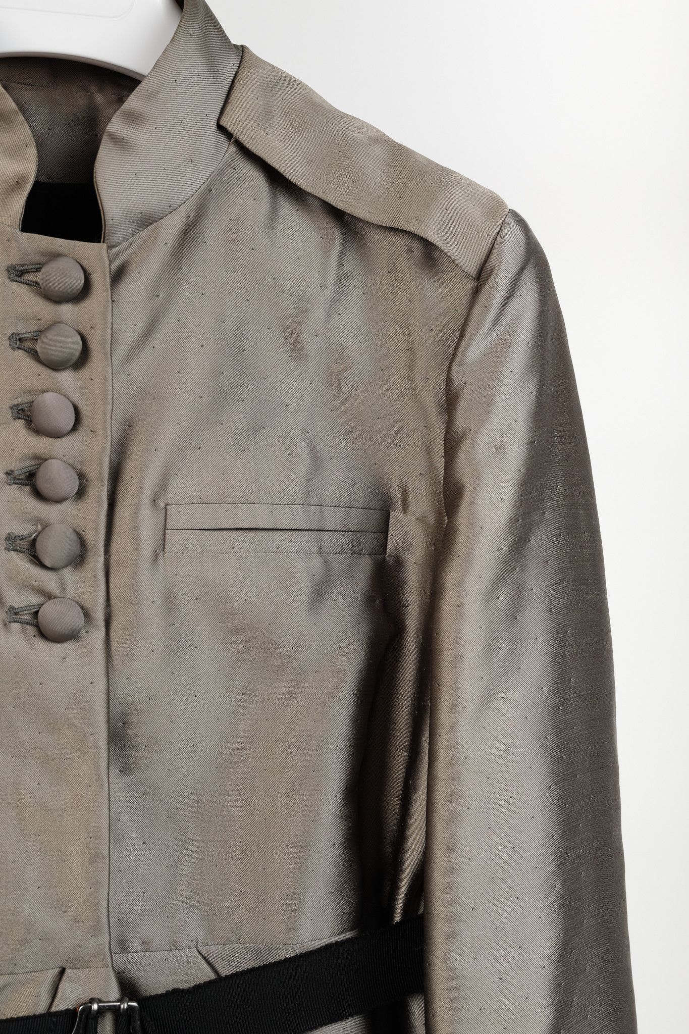 Valentino Valentino Pewter Wool-Satin Belted Military-Style Coat Size M / US 6-8 / IT 42-44 - 5 Thumbnail