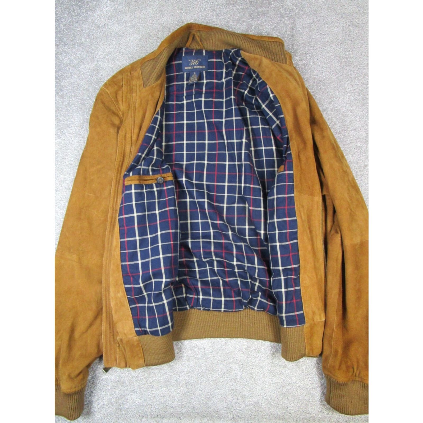 346 Brooks Brothers Jacket Mens Small Brown Leather Suede Bomber
