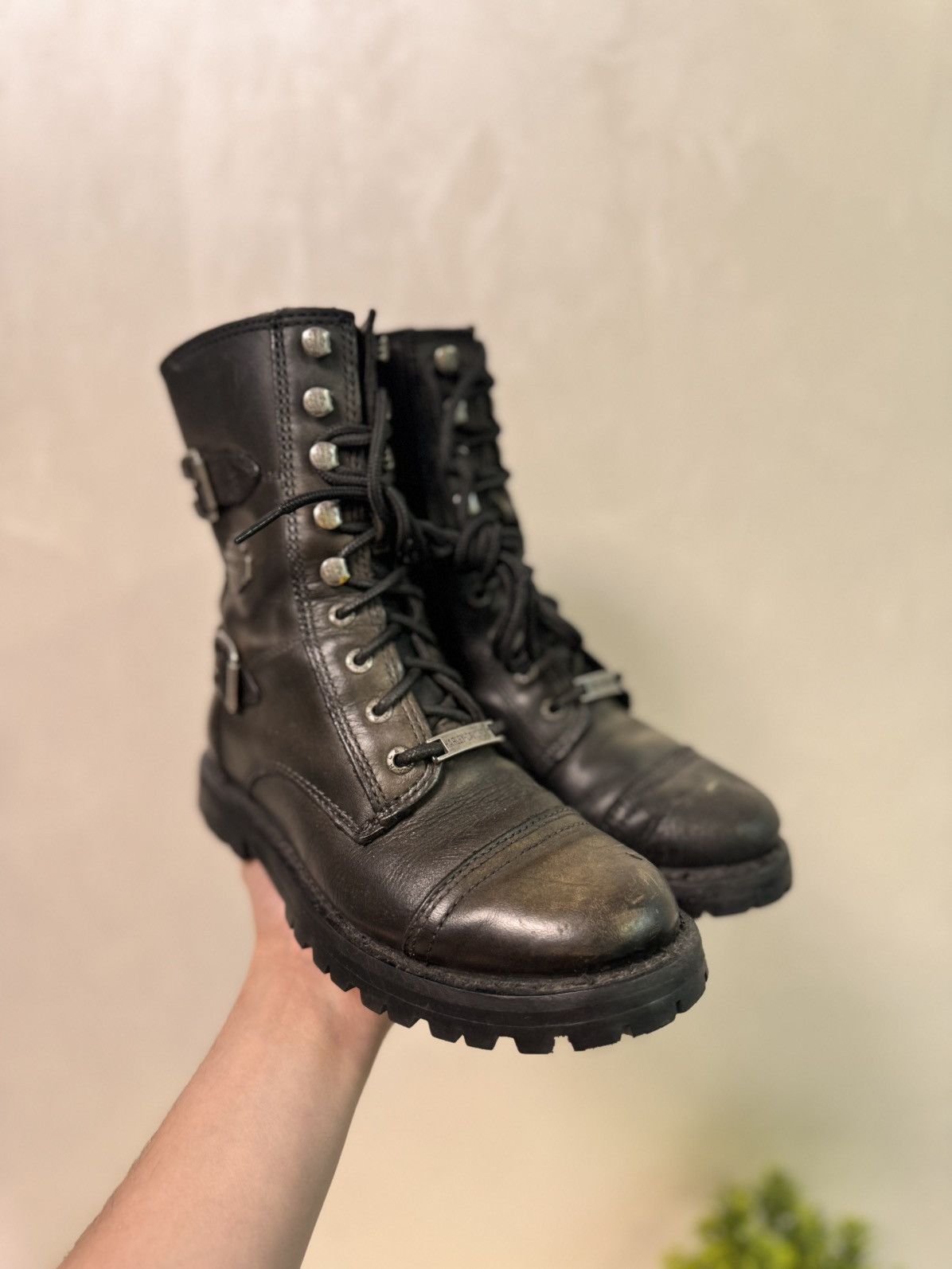 Vintage × Western Rise 90s Vintage Leather Cowboy Boots HARLEY DAVIDSON USA Size US 7 / IT 37 - 8 Thumbnail