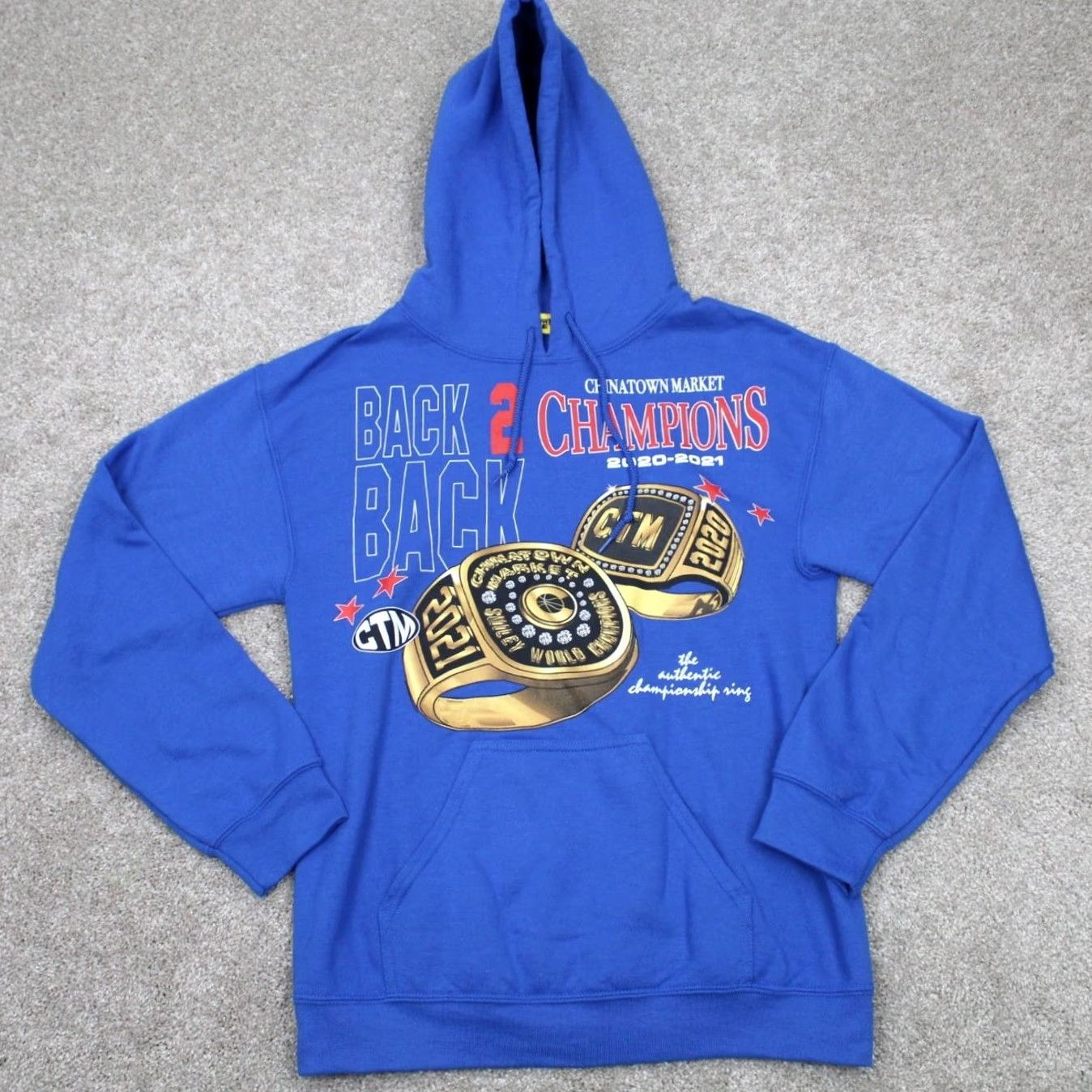 Vintage Chinatown Market Hoodie Men S Blue Back 2 Back Championship Pullover L/S Graphic Print Hooded Logo Sweatshirt Size US S / EU 44-46 / 1 - 2 Thumbnail
