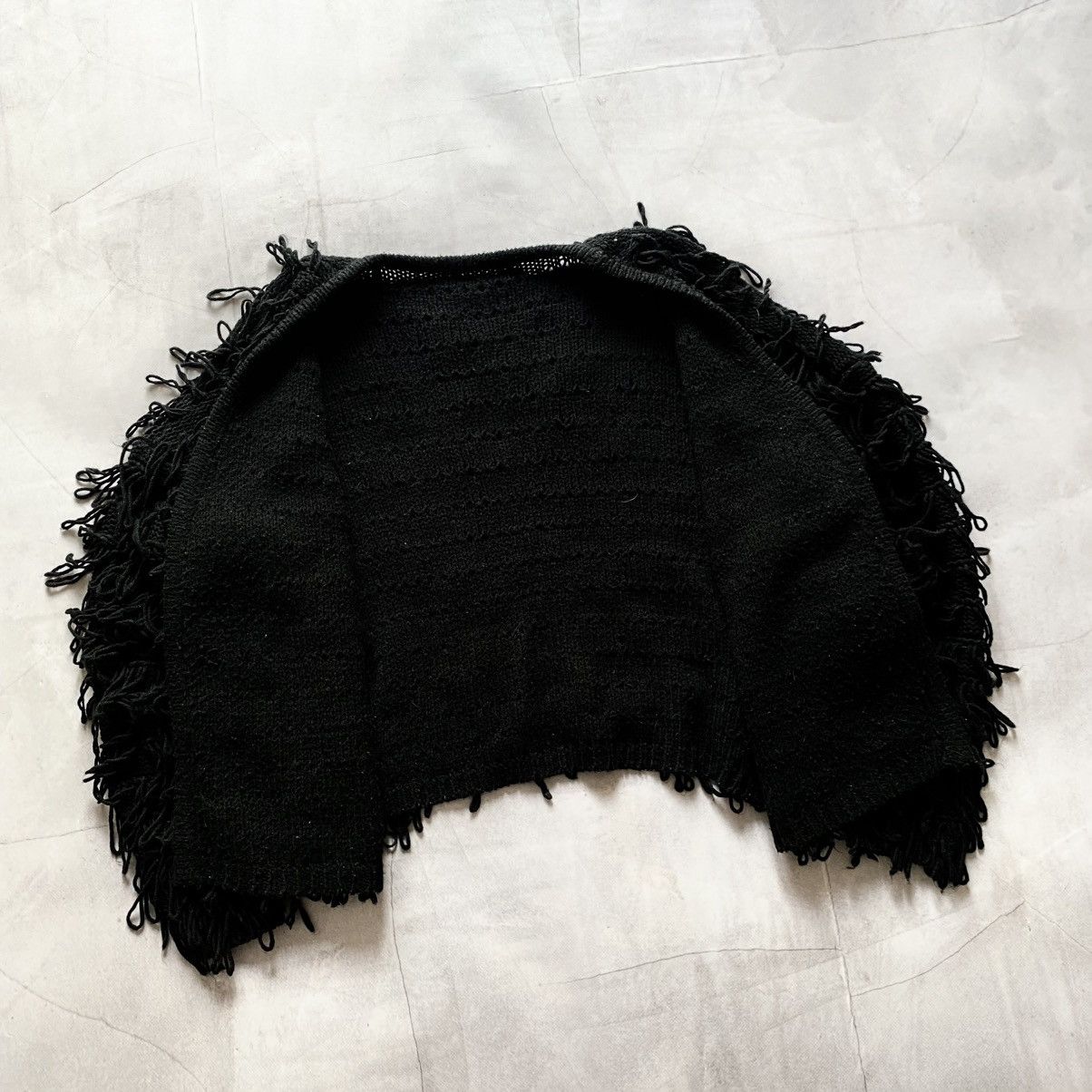 Y2K opium dark wear black fur knit 裏原 平成 Crazy Opium Fuzzy Cropped Knit Cardigan Y2K Jacket