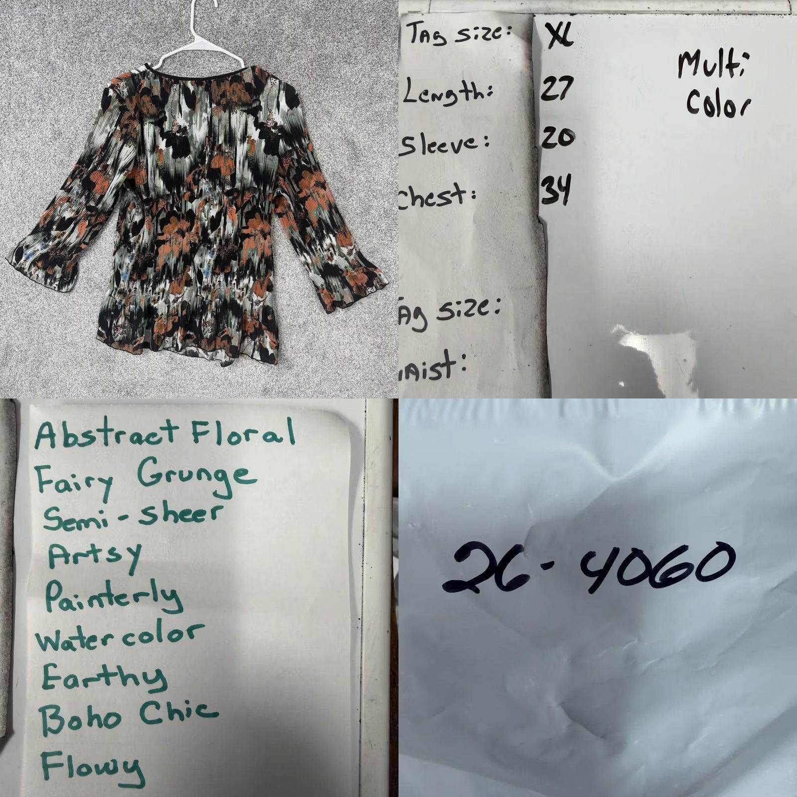 Vintage Christopher & Banks Blouse XL Abstract Floral Fairy Grunge Semi-Sheer Artsy Size XL / US 12-14 / IT 48-50 - 8 Thumbnail