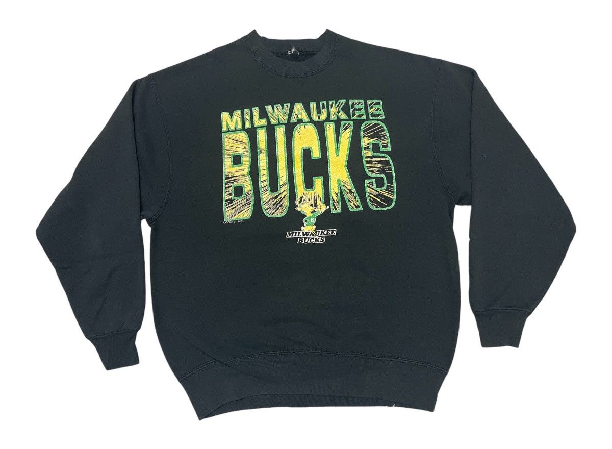 90s MILWAUKEE BUCKS X LOGO CREWNECK OVERALL FADED