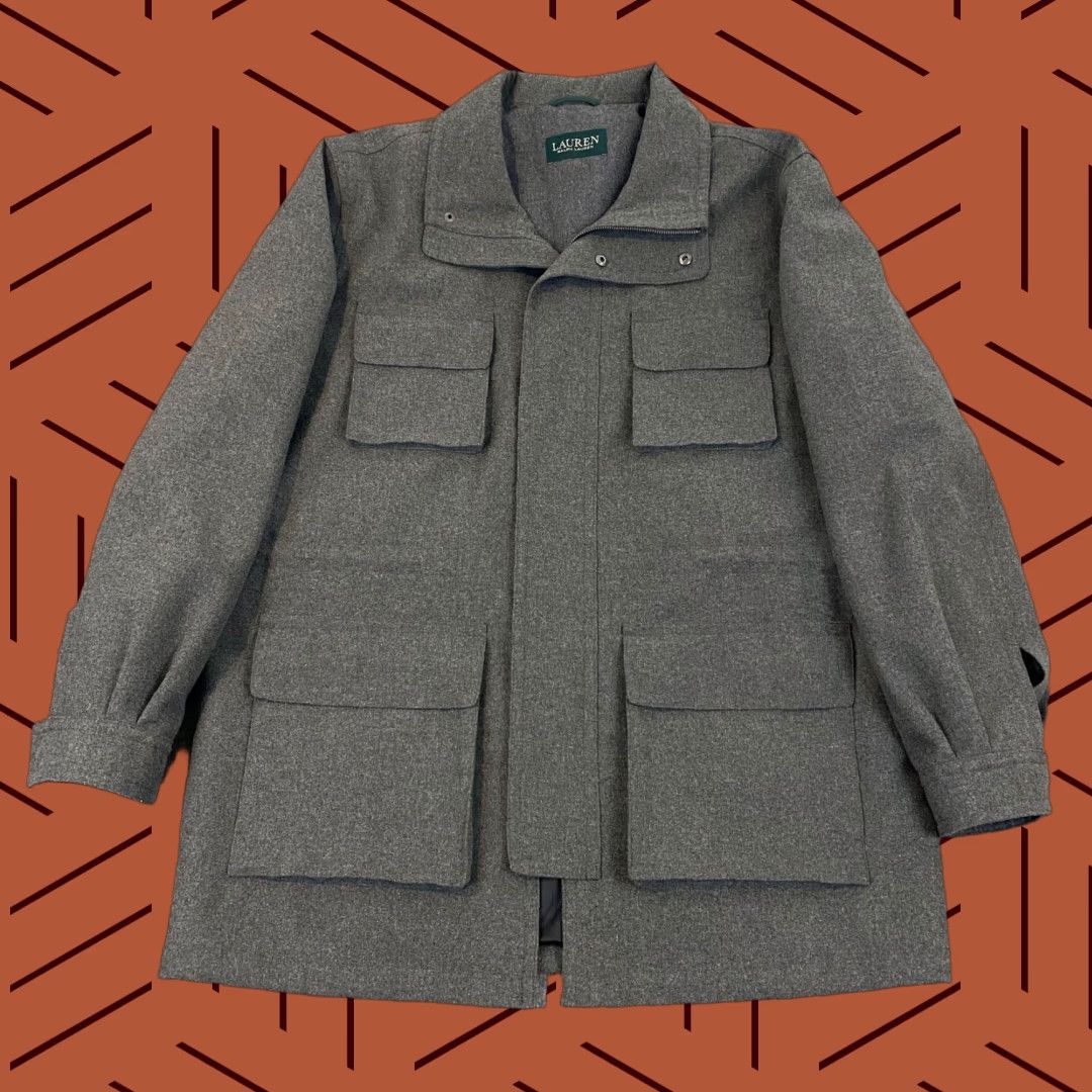 Ralph Lauren Lauren Ralph Lauren Coat Mens Gray Long Full Zip Pea Wool Pockets L/S 48 R Size US M / EU 48-50 / 2 - 1 Thumbnail