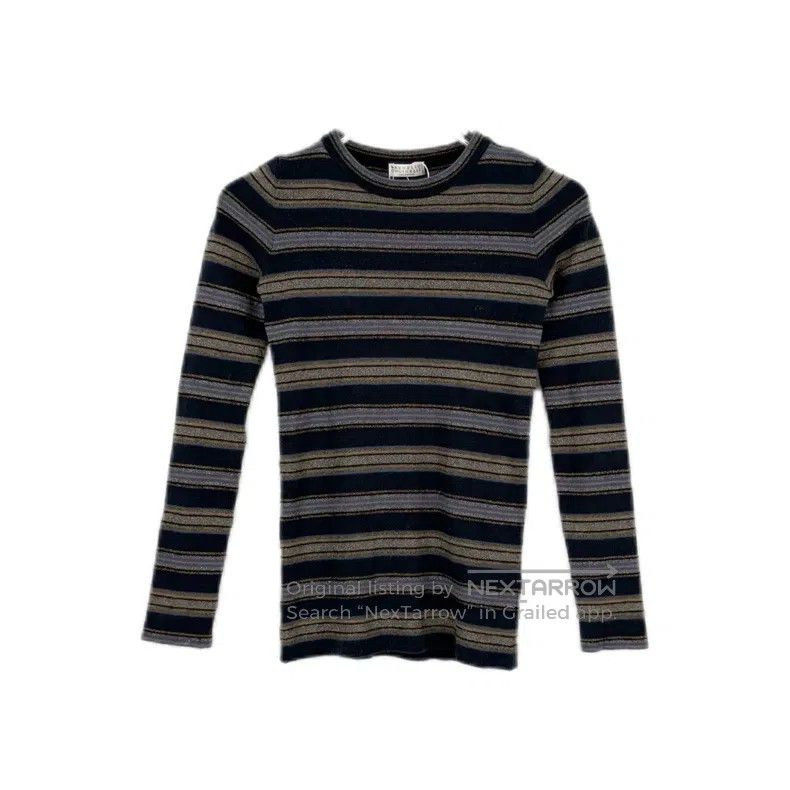 Brunello Cucinelli Brunello Cucinelli Blue striped fine glitter wool sweater Size M / US 6-8 / IT 42-44 - 1 Thumbnail