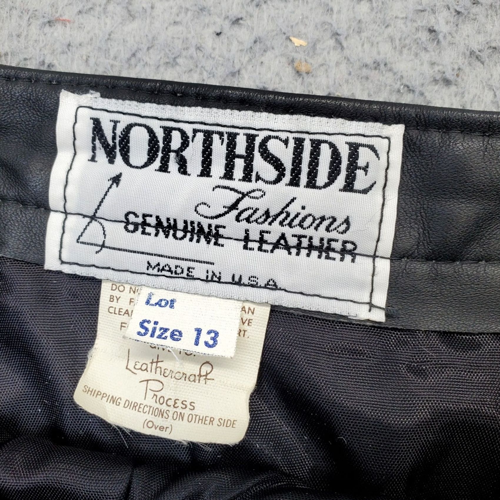 Vintage VINTAGE Northside Skirt Womens 13 Black Leather A-Line Short Pleated Wool? Size 34" / US 12 / IT 48 - 5 Thumbnail