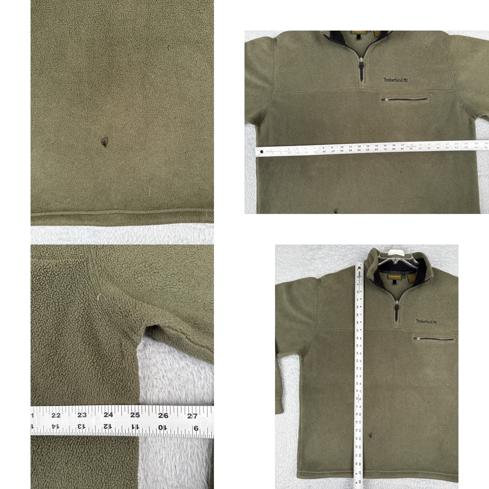 Timberland Timberland Sweater Men Large Green Fleece 1/4 Zip Polyester ISSUES READ ME Size US L / EU 52-54 / 3 - 8 Thumbnail