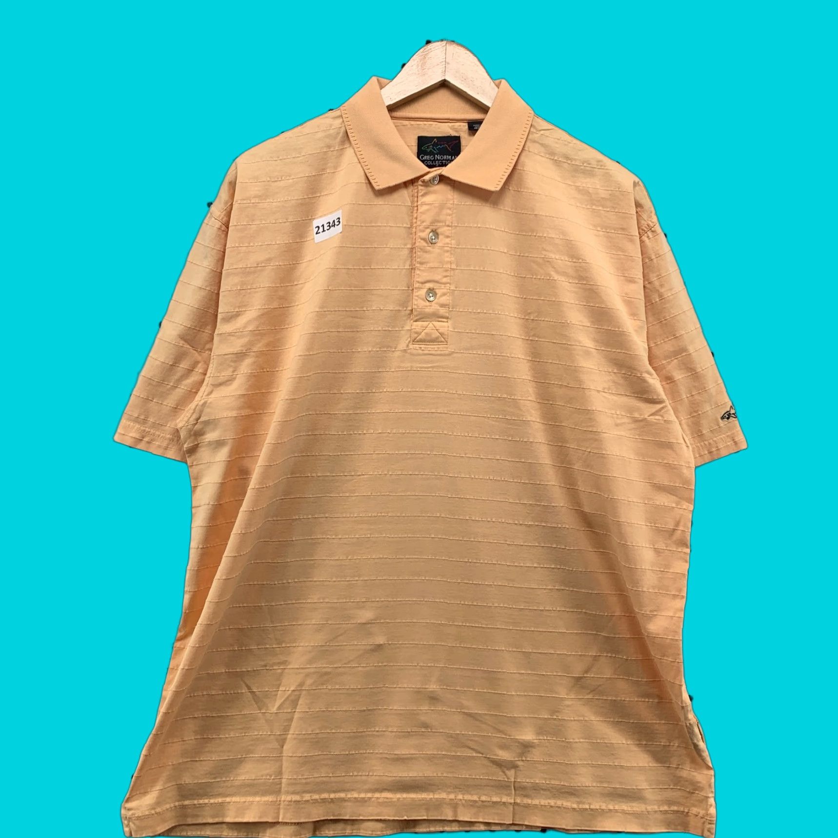 Vintage Greg Norman Polo Shirt Mens L Orange Short Sleeve Tonal Stripe Fits 23X30 Size US L / EU 52-54 / 3 - 1 Thumbnail