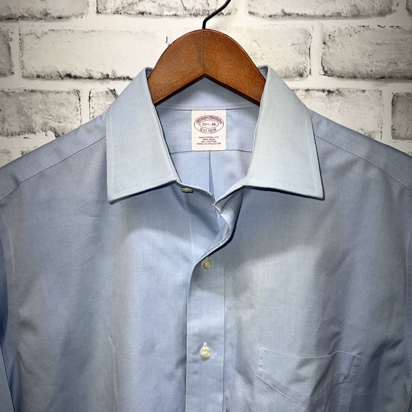 Brooks Brothers Brooks Brothers Dress Shirt Mens Size S Blue Non Iron Button Up Shirt Size 36R - 2 Thumbnail