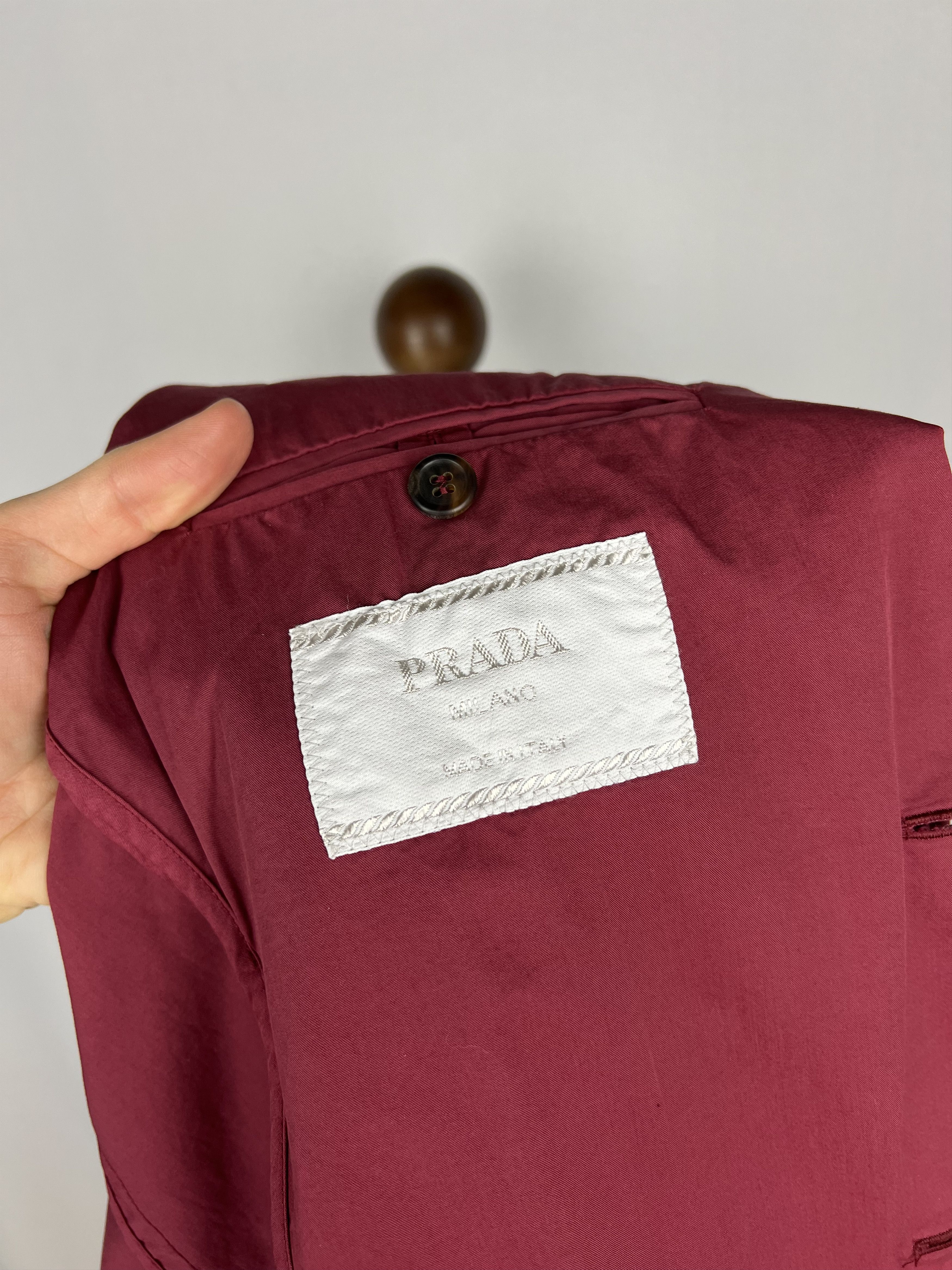 Prada Pale-Red Solid 100% Cotton Peak-Lapel Sport Coat Size 38R - 10 Thumbnail