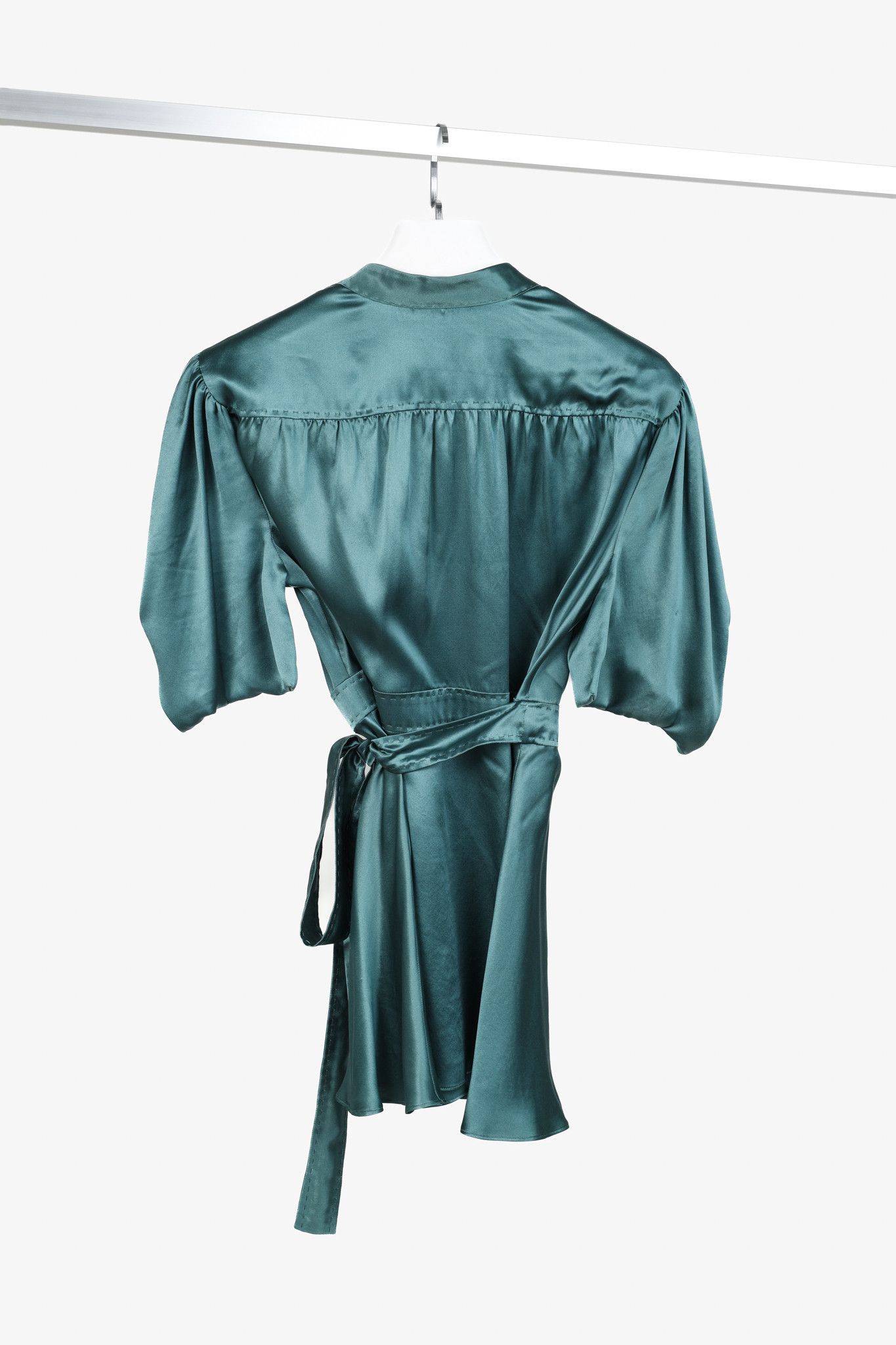 Stella McCartney Stella McCartney Teal Silk Wrap-Around Blouse Size M / US 6-8 / IT 42-44 - 2 Thumbnail