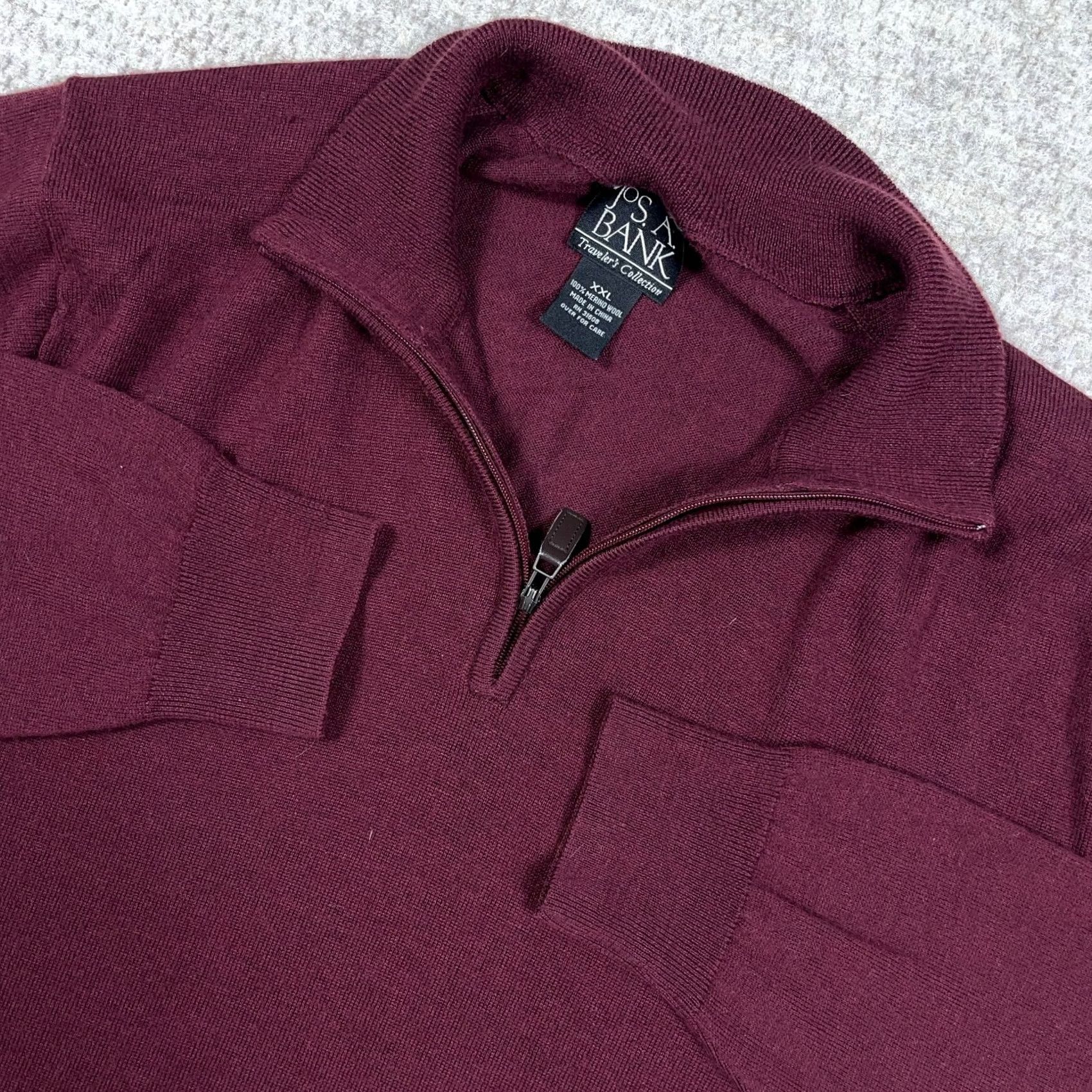 Jos. A. Bank Jos A Bank Sweater Men 2XL Maroon Wool Pullover 1/4 Zip Knit Cardigan? Size US XXL / EU 58 / 5 - 2 Thumbnail
