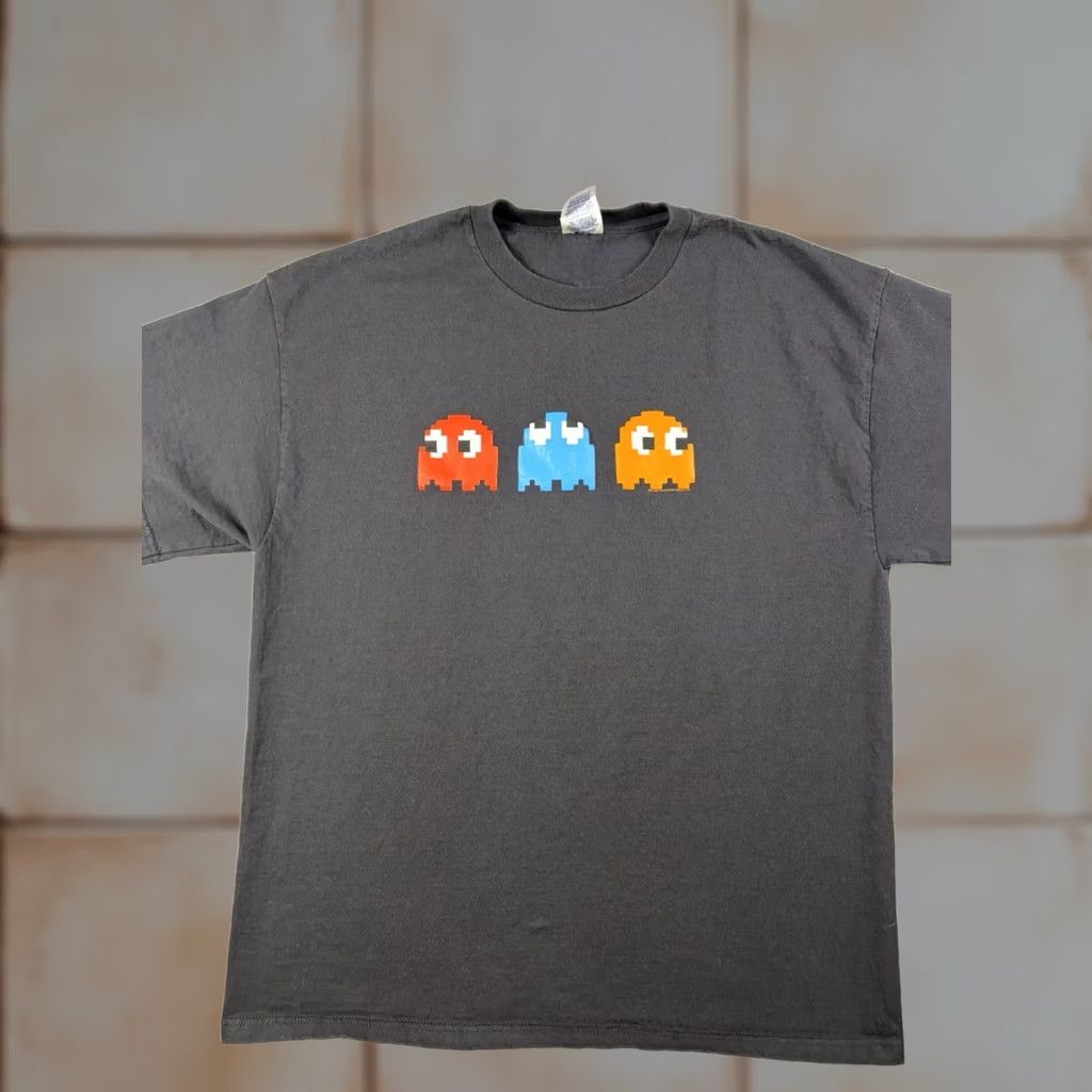 Delta Delta Pro Weight Pac Man Ghosts T Shirt Size L Men Black Cotton Short Sleeve Graphic Print Vintage 2000s Arcade Gaming Pac Man Ghosts Size US L / EU 52-54 / 3 - 1 Thumbnail