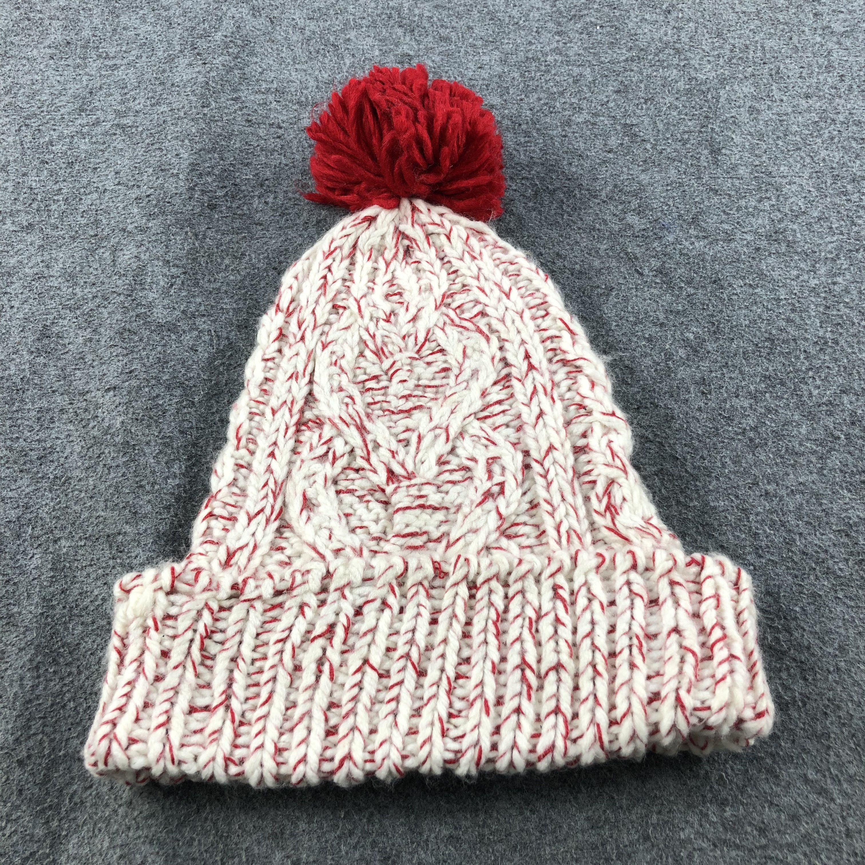 Vintage Unknown Red Cable Knit Bobble Beanie Snowcap Snow Hat B369 Size ONE SIZE - 3 Thumbnail