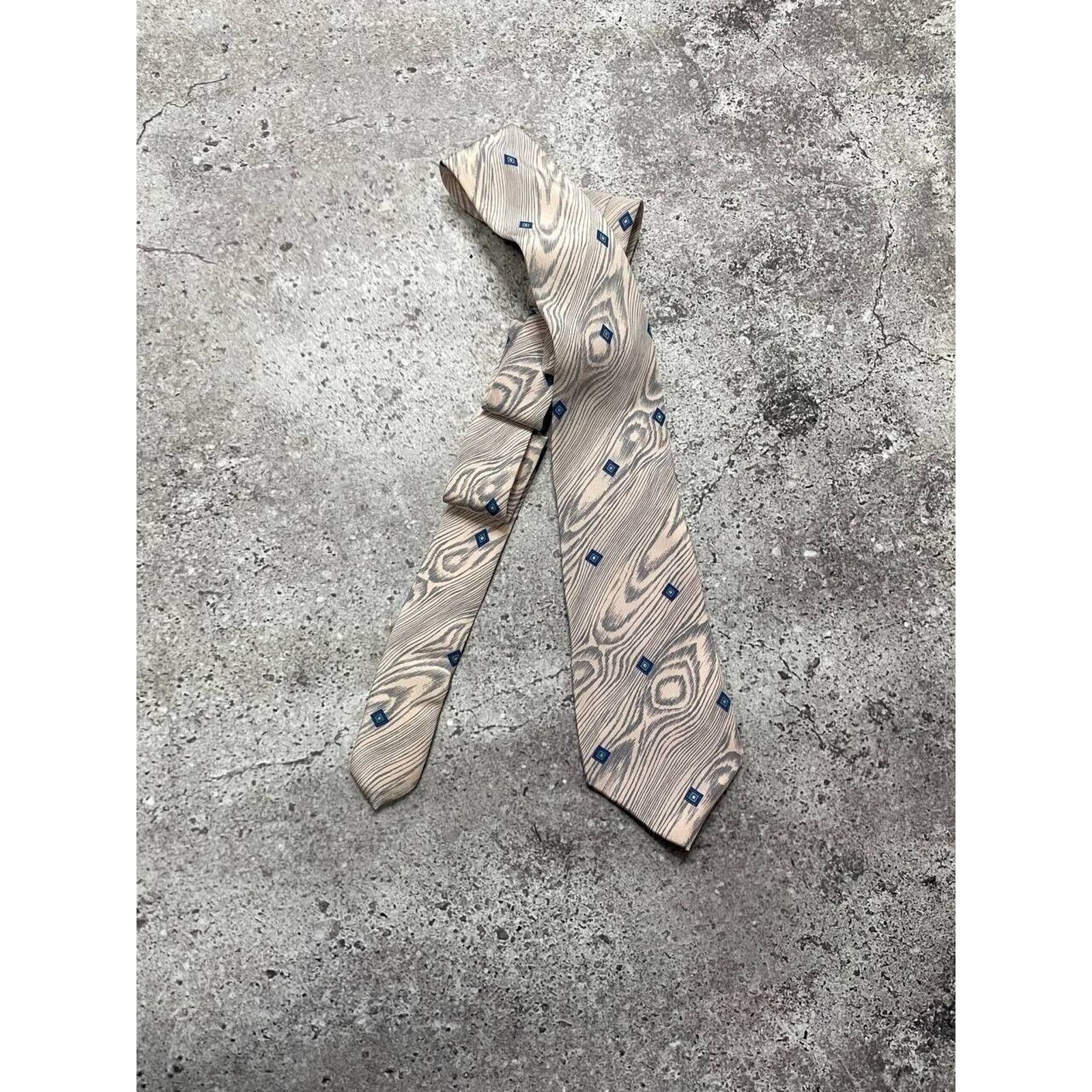 Dior Vintage Christian Dior Monsieur Tie Beige Diamond 100% Silk Size ONE SIZE - 3 Thumbnail